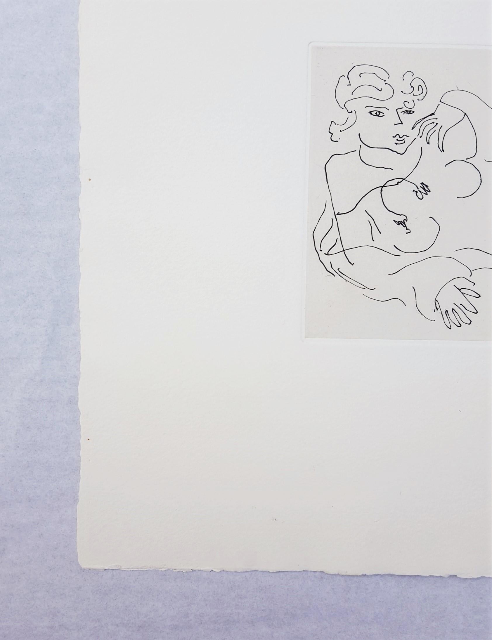 Figure allongée devant un carrelage - Moderne Print par Henri Matisse