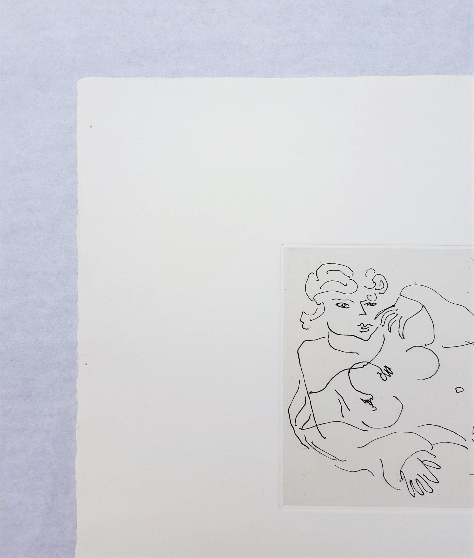 Figure allongée devant un carrelage - Gris Nude Print par Henri Matisse