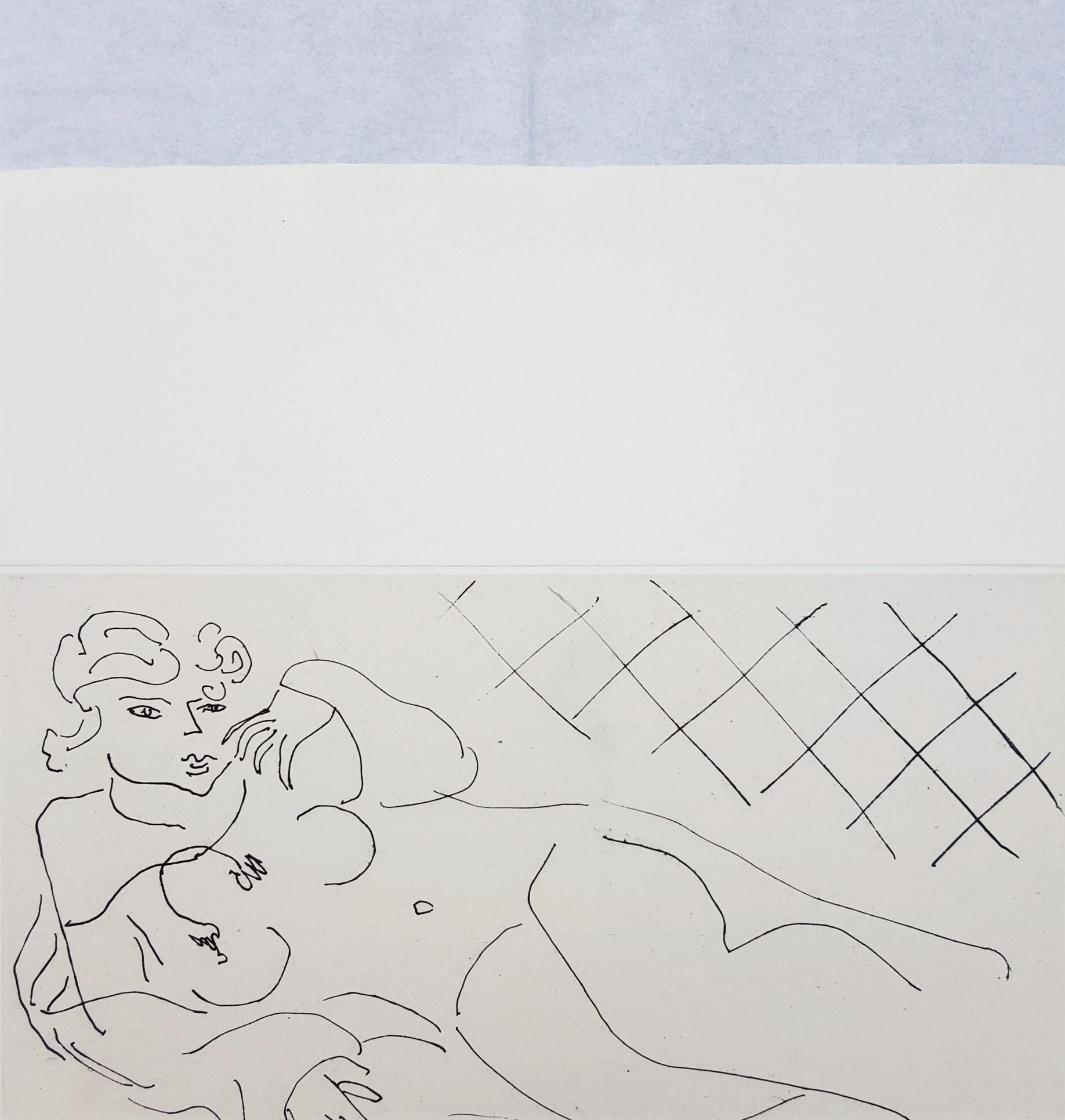 Figure allongée devant un carrelage (Figure Lying in front of a Tiled Floor) For Sale 2