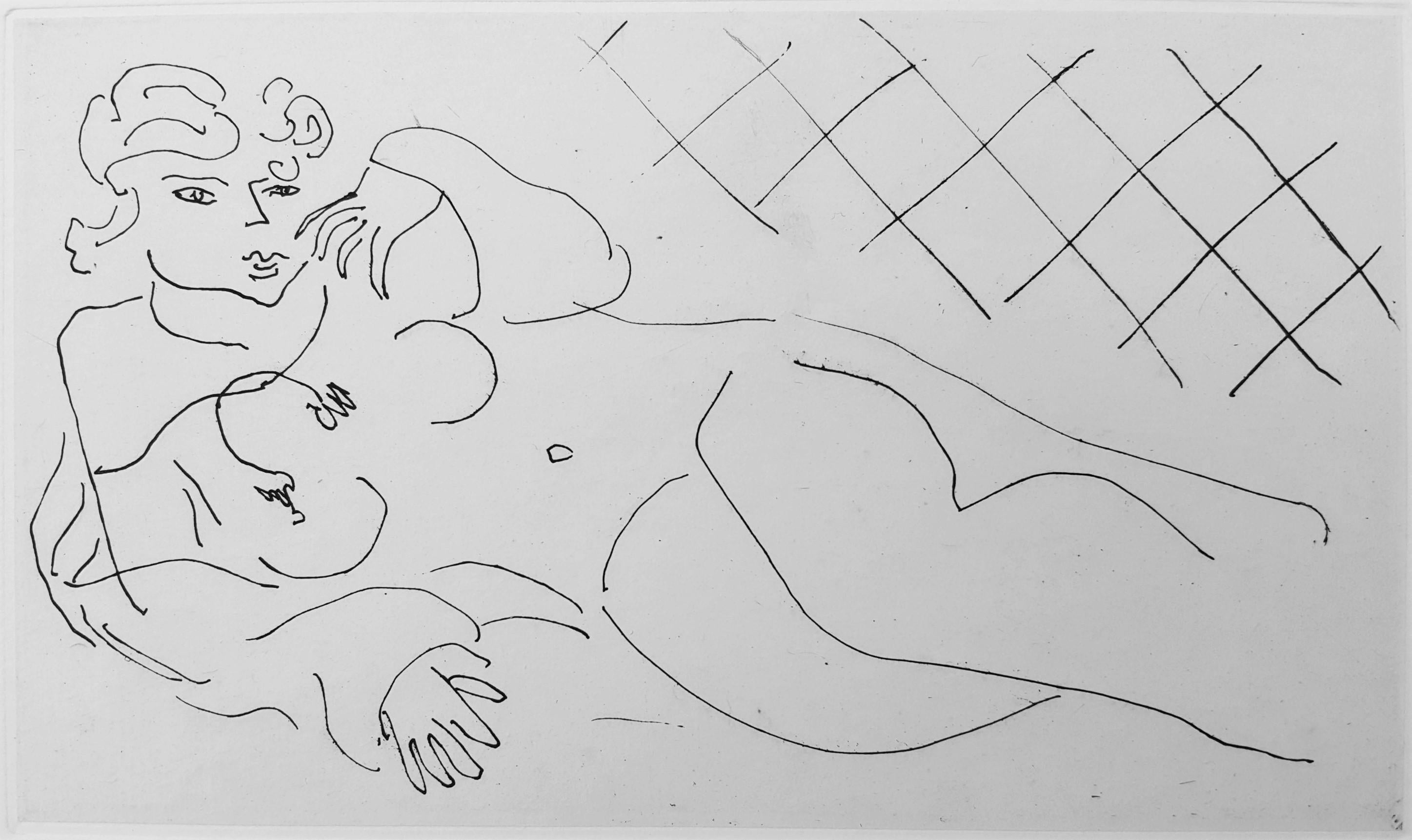 Figure allongée devant un carrelage (Figure Lying in front of a Tiled Floor)