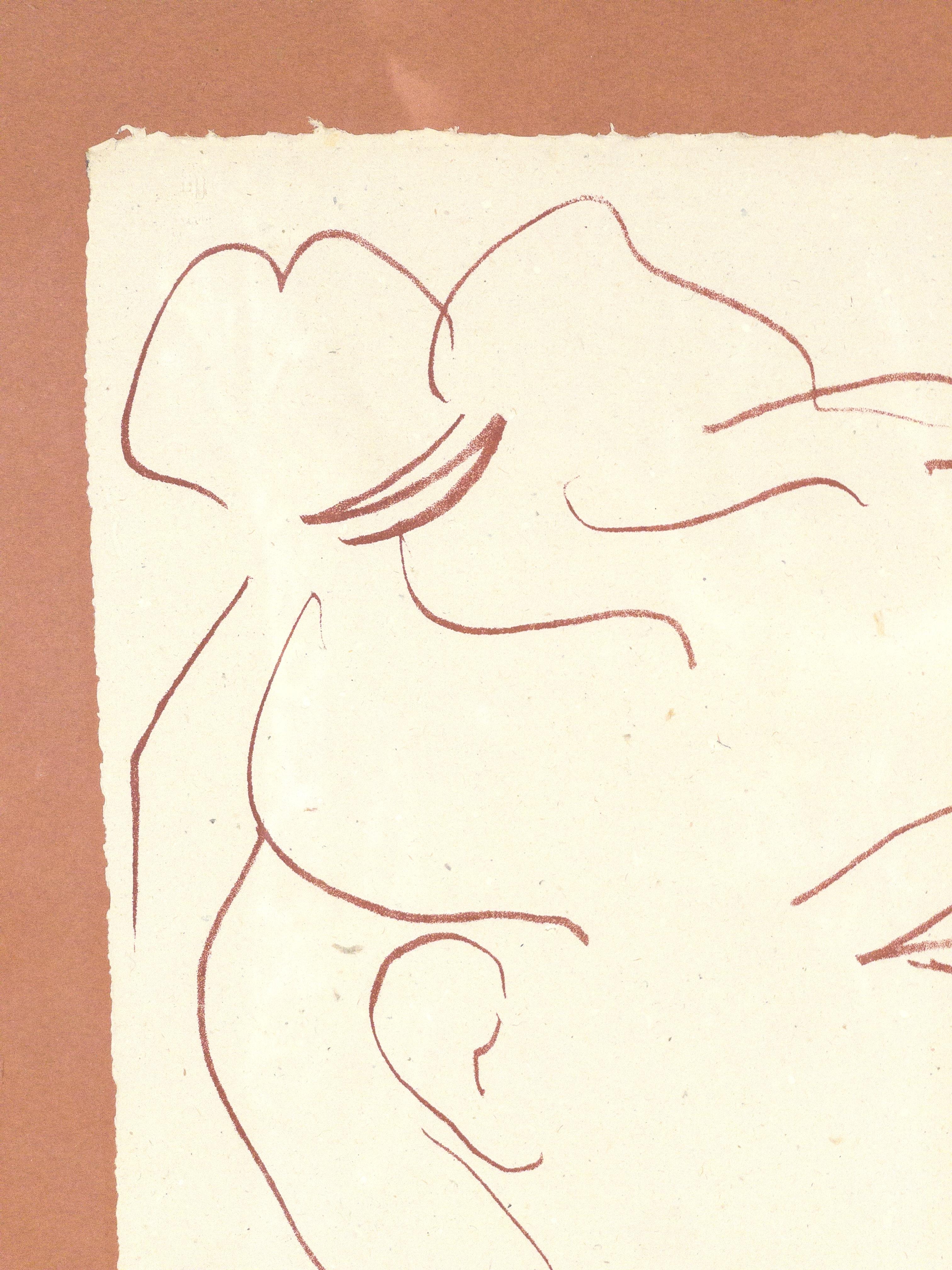 Florilège des Amours, 1948
Profile by Henri Matisse (1869-1954)
Lithograph on paper
15 x 10 ¾ inches unframed (38.1 x 27.305 cm)
19 x 14 ½ inches framed (48.26 x 36.83 cm)

About the Work:
Original lithograph in sanguine ink.
This now very rare