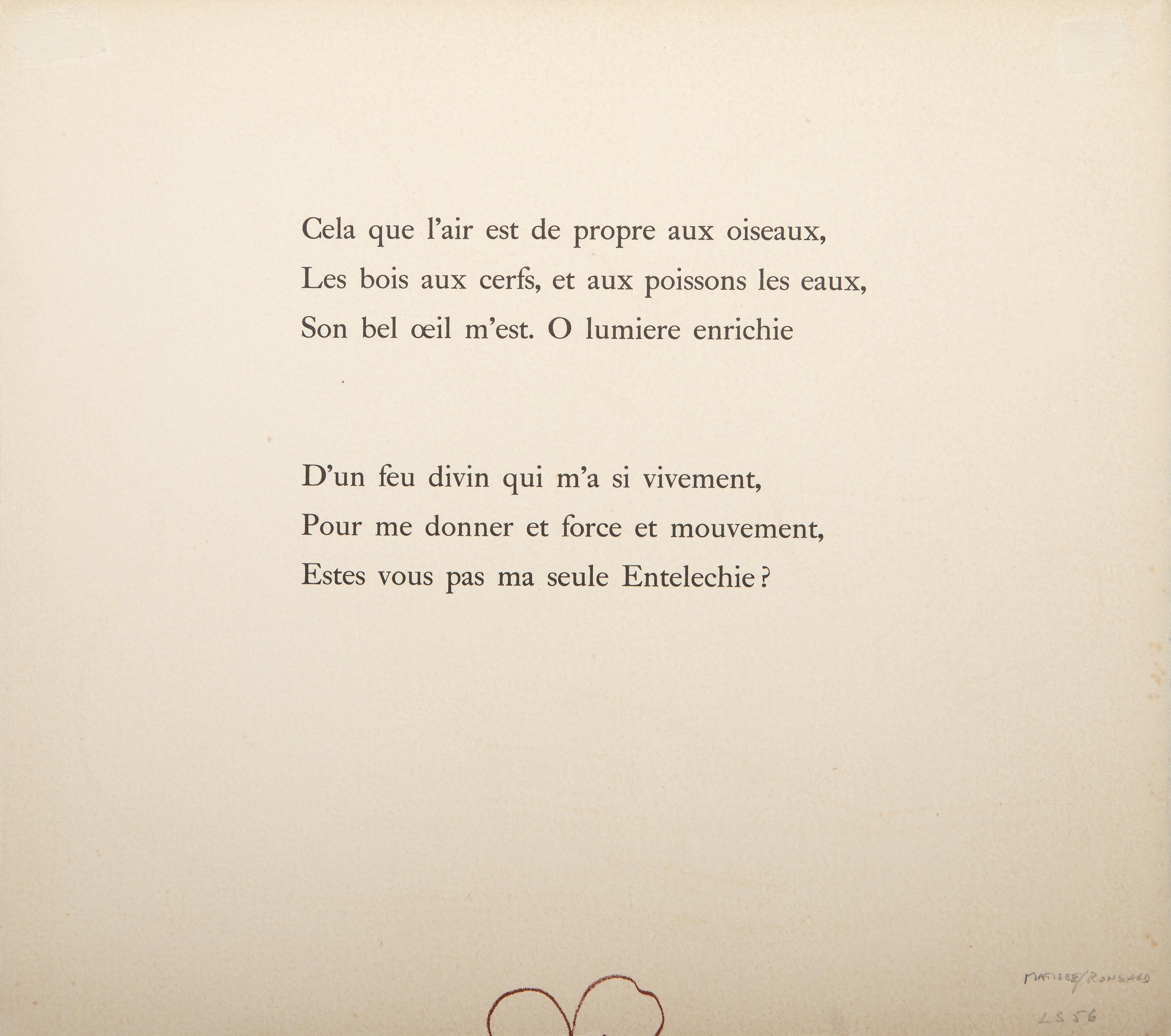 Florilege des Amours de Ronsard, Plate 84, Modern Lithograph by Henri Matisse For Sale 2
