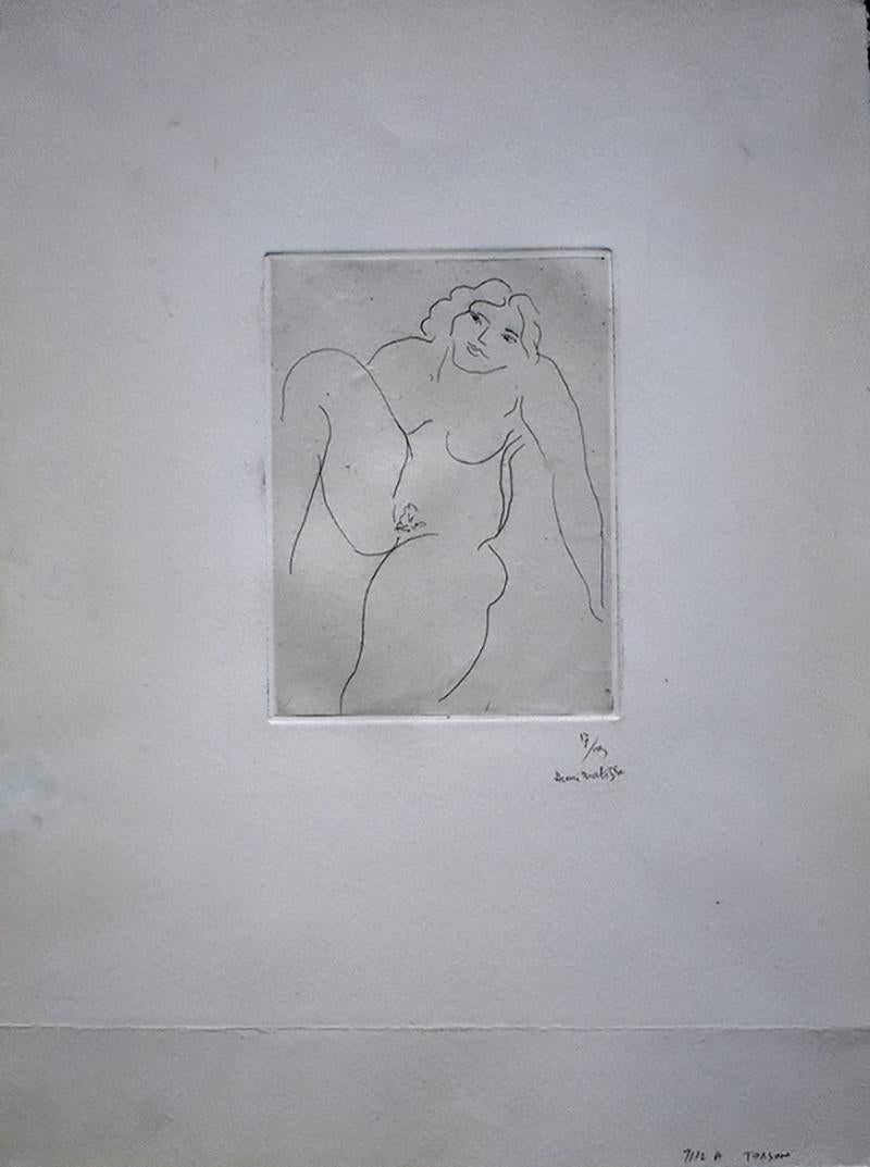  Frontal Nude, Right Leg Folded  Nu de face, jambe droite repliée, 1929 - Print by Henri Matisse