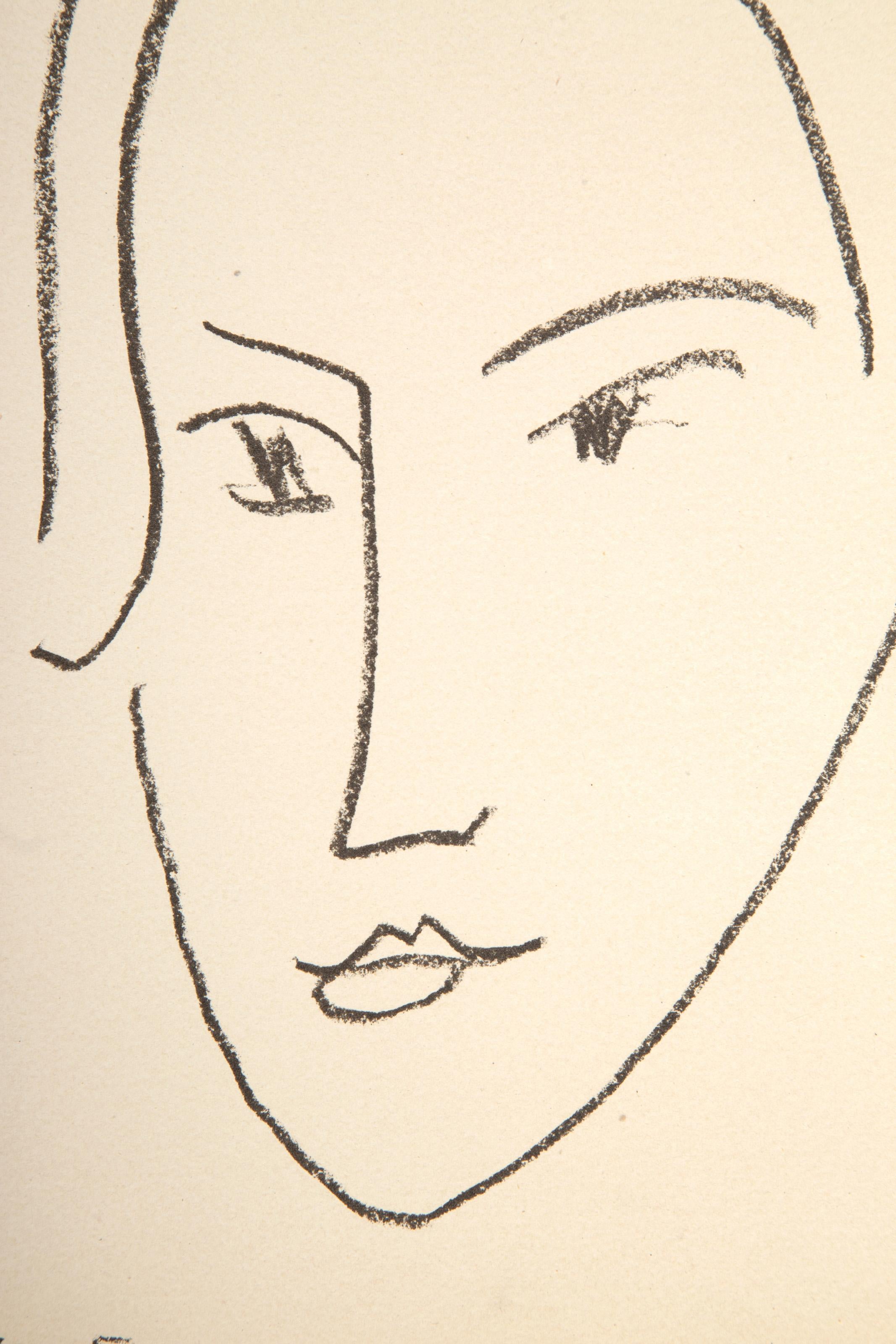 Head of a Woman, Lithograph by Henri Matisse 1