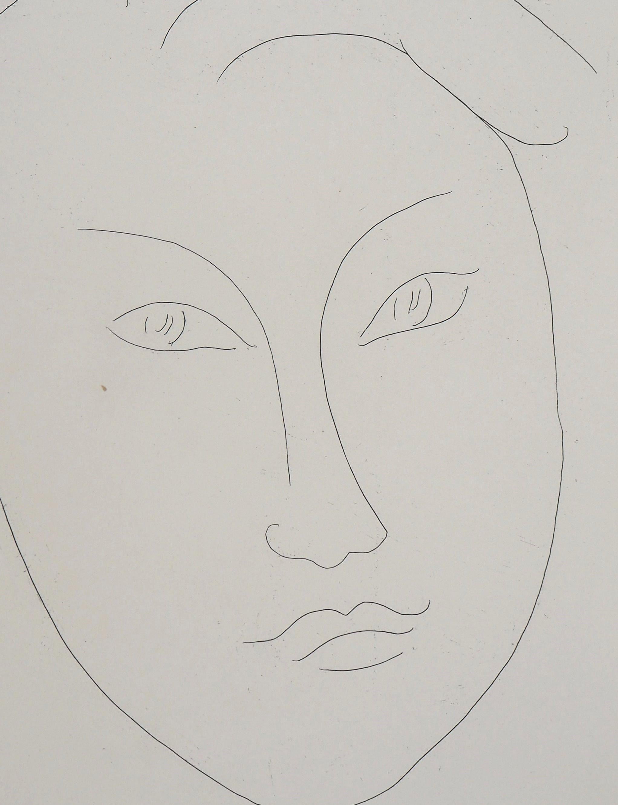 Head of a Young Boy - Original Etching, 1946 - Fauvist Print by Henri Matisse