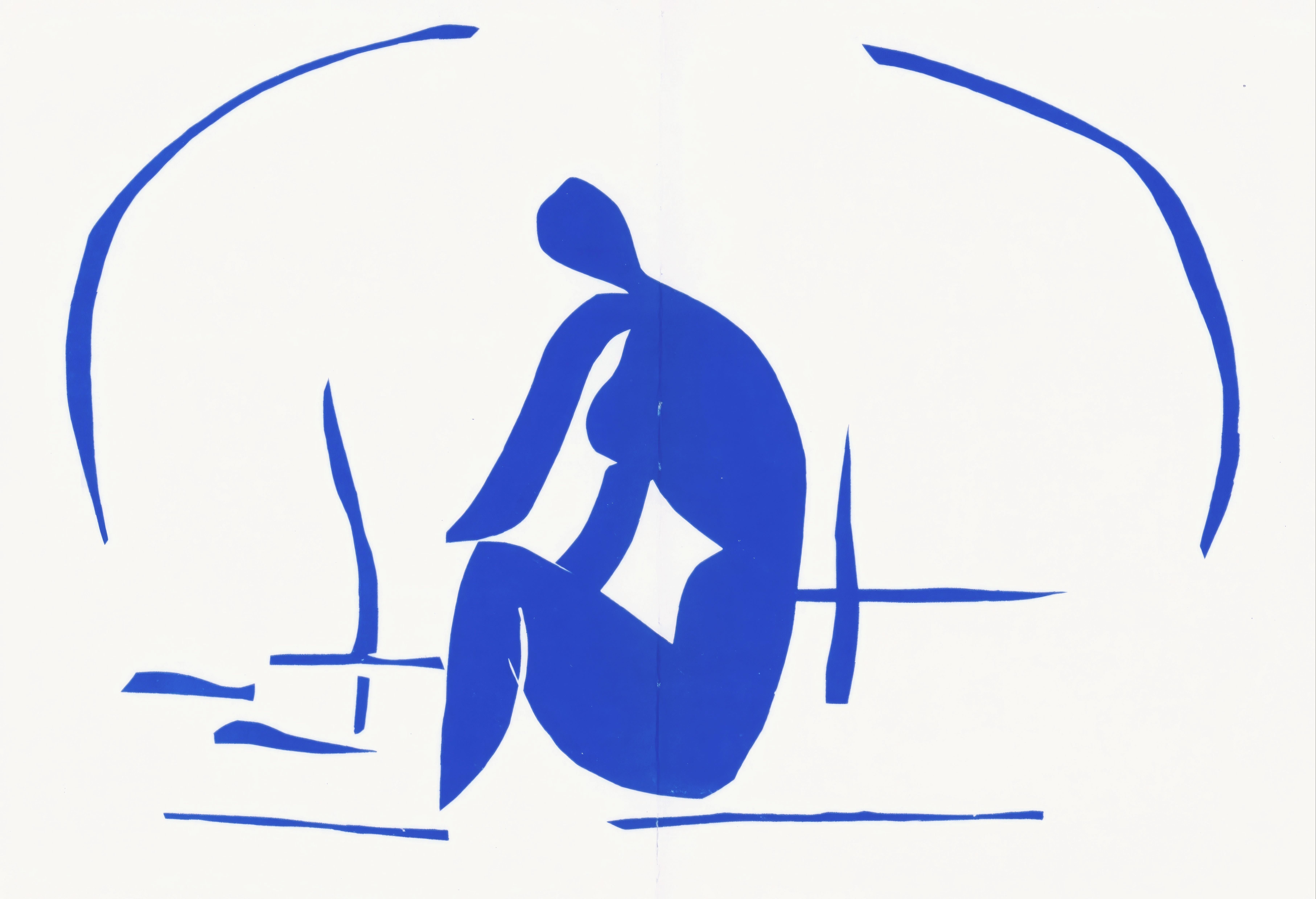 This exquisite lithograph after Henri Matisse (1869–1954), titled Baigneuse dans les Roseaux (Bather in the Reeds), from Dernieres Oeuvres de Matisse 1950-1954 (Last Works of Matisse 1950-1954), Verve: Revue Artistique et Litteraire, Vol. IX, No.