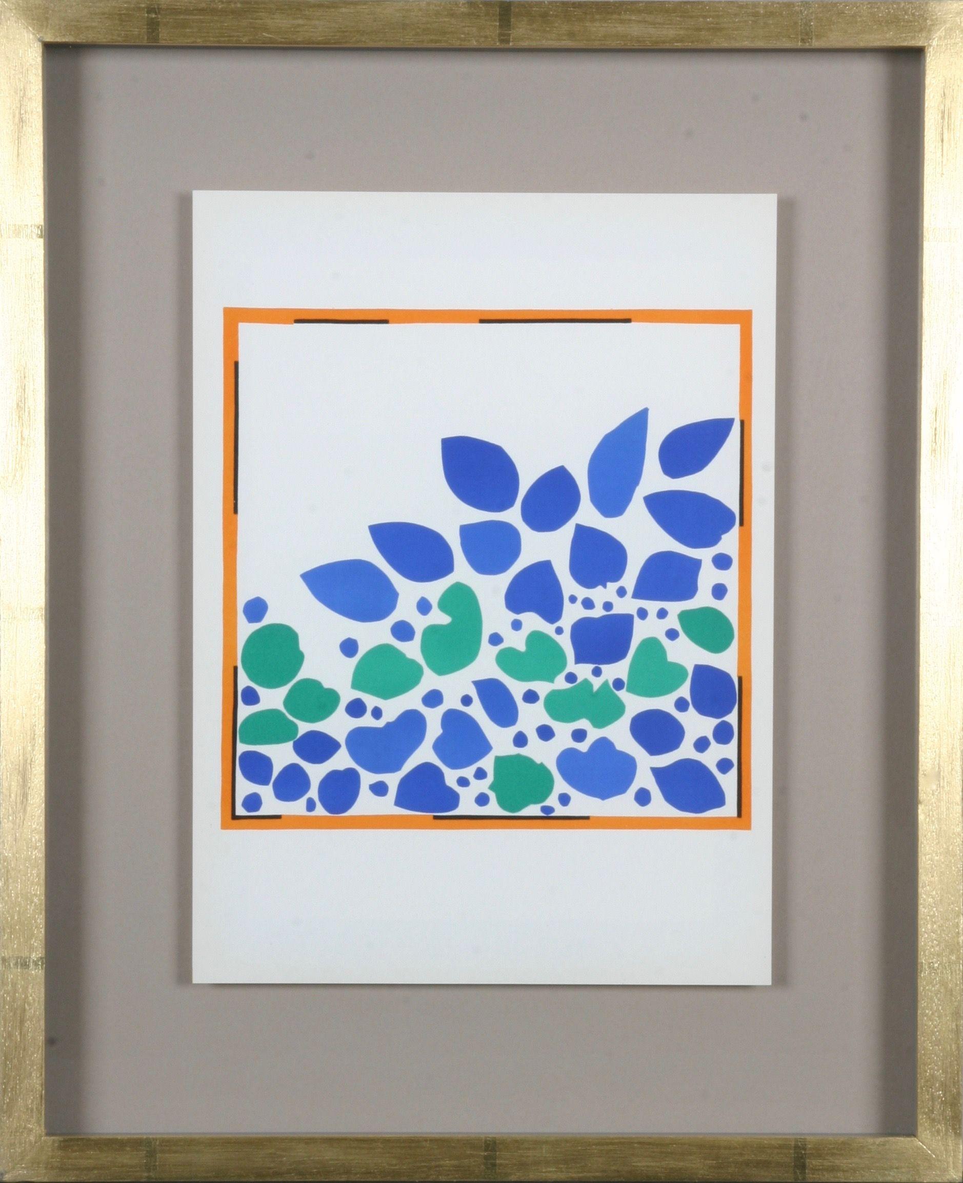Henri Matisse: Litografie a colori dopo i ritagli, stampa incorniciata, 1958 

Nel 1941 Matisse si sottopose a un intervento chirurgico all'addome dopo il quale trovò che dipingere fosse fisicamente faticoso. Sempre più spesso si dedicò