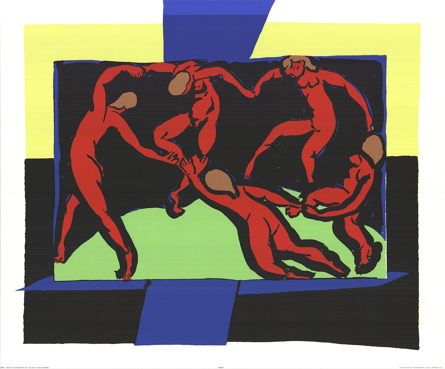 Henri Matisse's "La Danse" is one of the most celebrated and recognizable works of the 20th century. Originally created in 1910, this vibrant and dynamic composition captures the essence of movement and joy, featuring five nudes holding hands in a