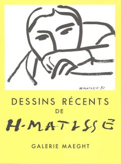 Henri Matisse-Dessins Recents-24.25" x 18.75"-Lithograph-1968-Modernism-Yellow