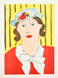 Vintage Henri Matisse-Femme au Chapeau-14" x 10.25"-Lithograph-1939-Modernism-Multicolor