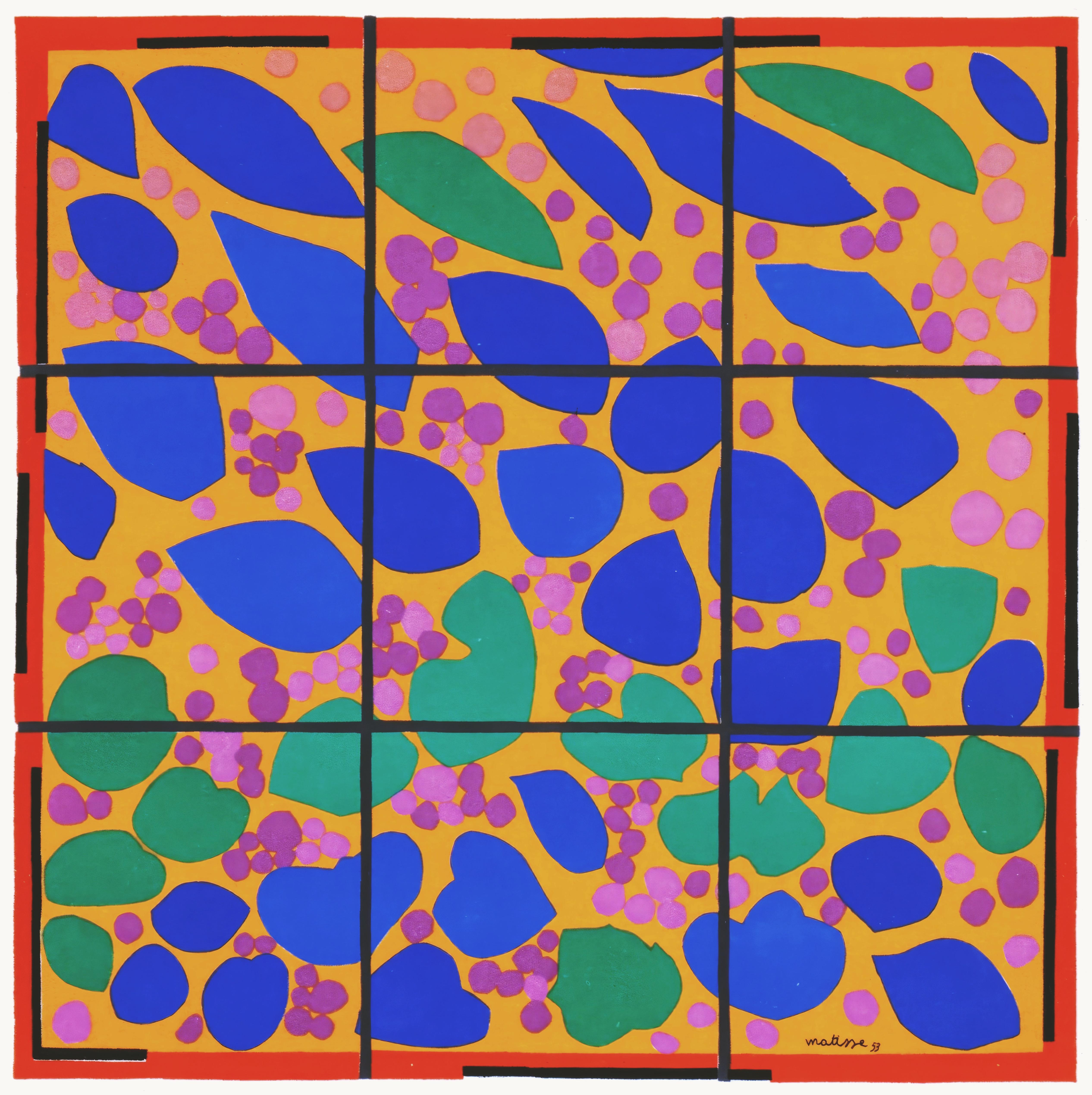 This exquisite lithograph after Henri Matisse (1869–1954), titled Lierre en Fleur (Flowering Ivy), from Dernieres Oeuvres de Matisse 1950-1954 (Last Works of Matisse 1950-1954), Verve: Revue Artistique et Litteraire, Vol. IX, No. 35-36, originates