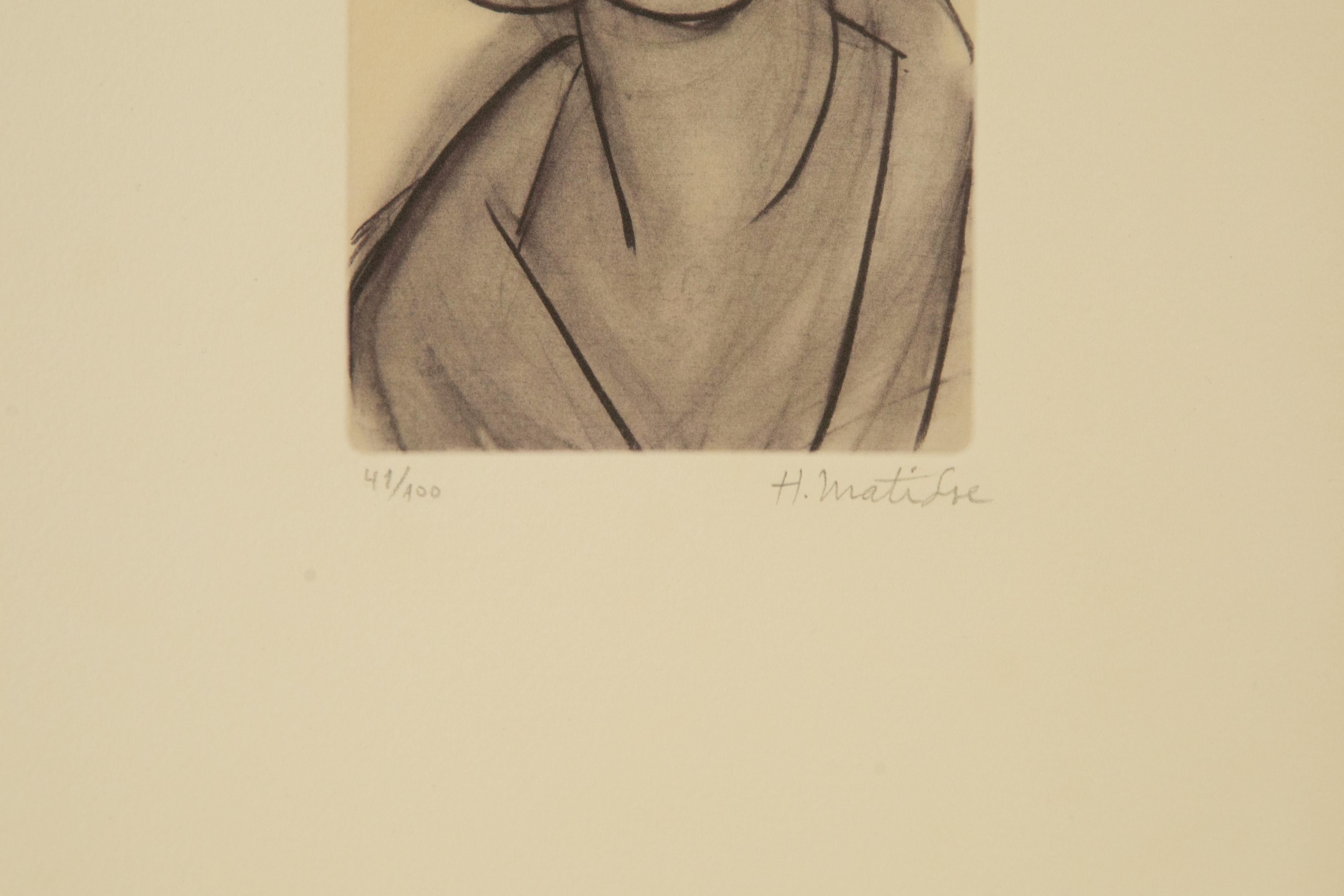 Henri Matisse ( French, 1869 - 1954 ) Portrait Limited Edition Etching For Sale 3