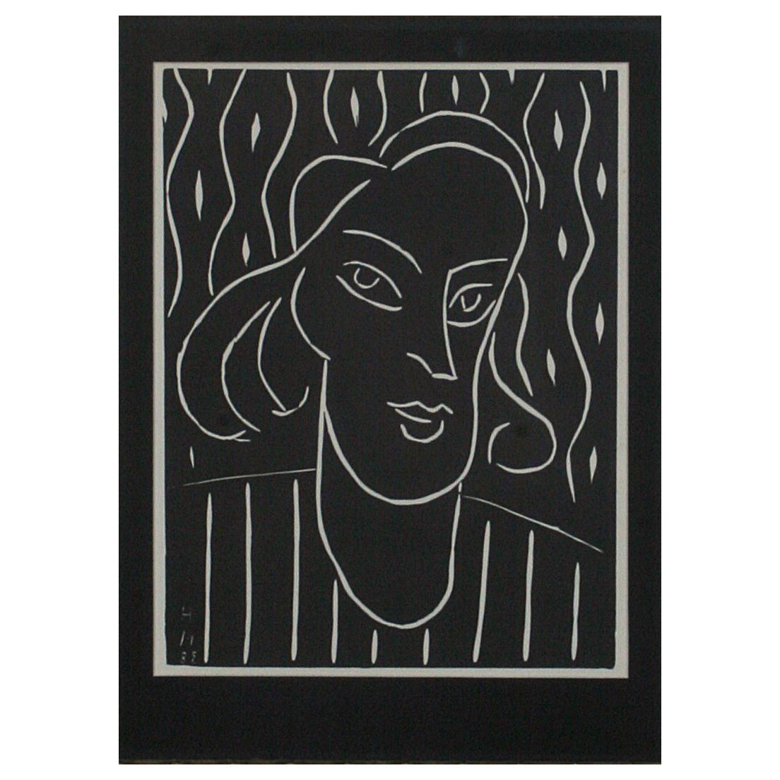 Artist: Henri Matisse, French (1869 - 1954)
Title: Teeny
Year: 1938
Medium: Linocut, signed and dated in the plate
Framed and matted behind glass.
Framed Dimension: 31ʺW × 2ʺD × 27.5ʺH
Styles: AbstractModern
Artist:Henri Matisse
Materials: Linocut
