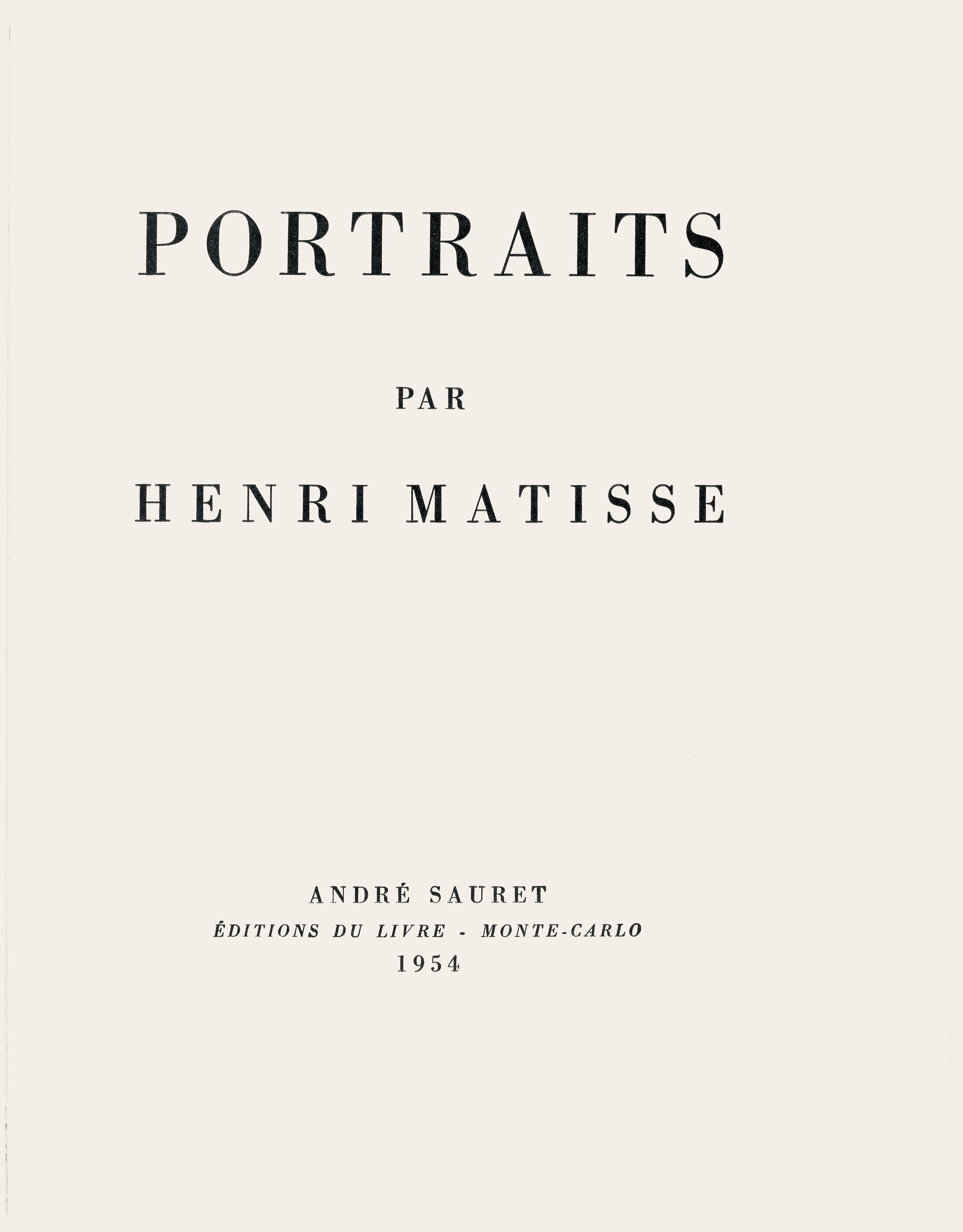 Henri Matisse, Miss D.A., from Portraits by Henri Matisse, 1954 (after) For Sale 5