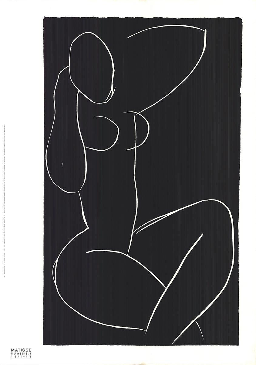 "Nu Assis I" es una reproducción en serigrafía de gran tamaño de Henri Matisse, que utiliza su célebre técnica del recorte. Publicado por Silvio Zamorani Editore en Italia, este grabado cuenta con la aprobación del Patrimonio de Henri Matisse. La