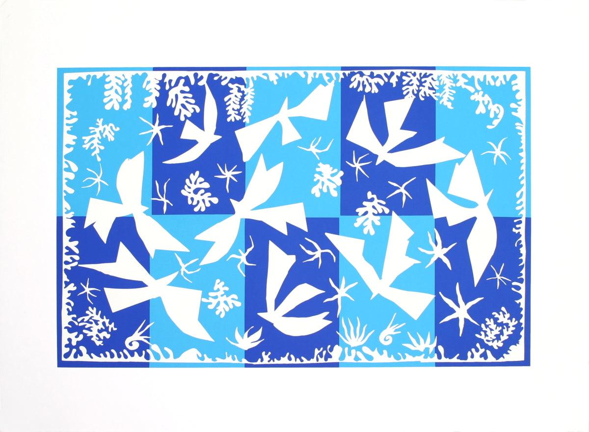 "Polinesia, La Ciel" presenta un assemblaggio di forme ritagliate che evocano un senso di figure volanti. L'uso di Matisse di forme astratte suggerisce un rapporto con la natura, in particolare riflettendo la vita e il movimento che si trovano