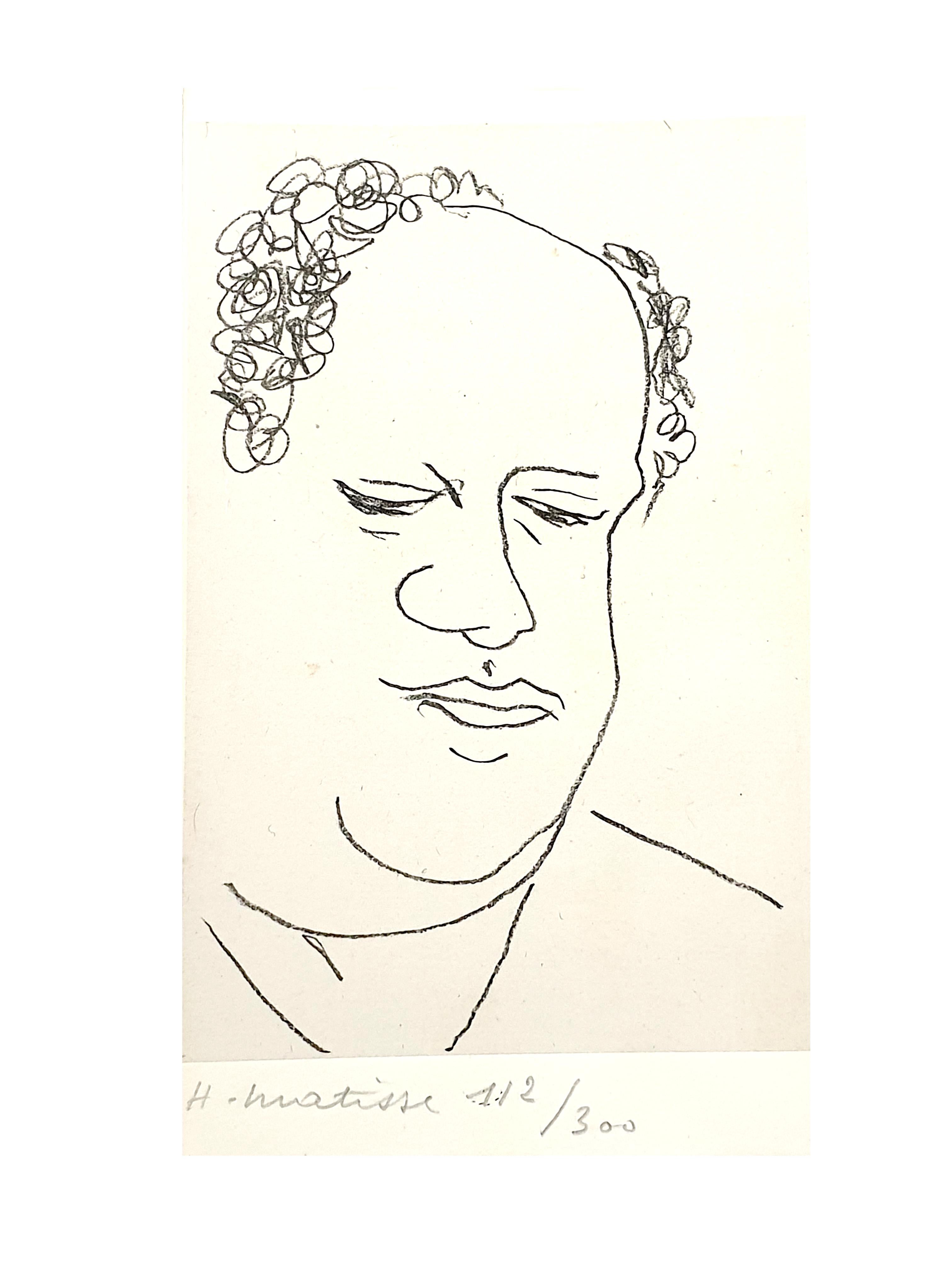 Henri Matisse 
« Portrait de Ren Leriche »:: de : Leriche:: Ren:: « La Chirurgie:: Discipline de la Connaissance ». La Diane Francaise 
Édition 112/300 
Signé et numéroté à la main 
22 x 13 cm 
1949:: 1949 
Références : Livres de Duthuit:: 27