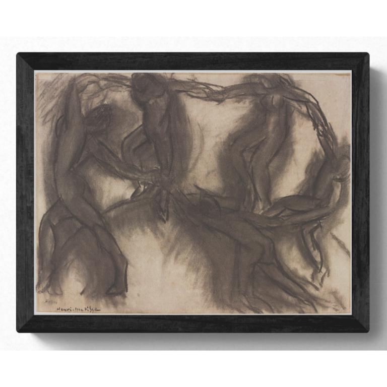 This is a reproduction of "Study for Dance", drawn from the permanent collection of the Dallas Museum of Art. The poster was created for the Matisse exhibition titled "Painter as Sculptor," which was held at the Dallas Museum of Art from January to