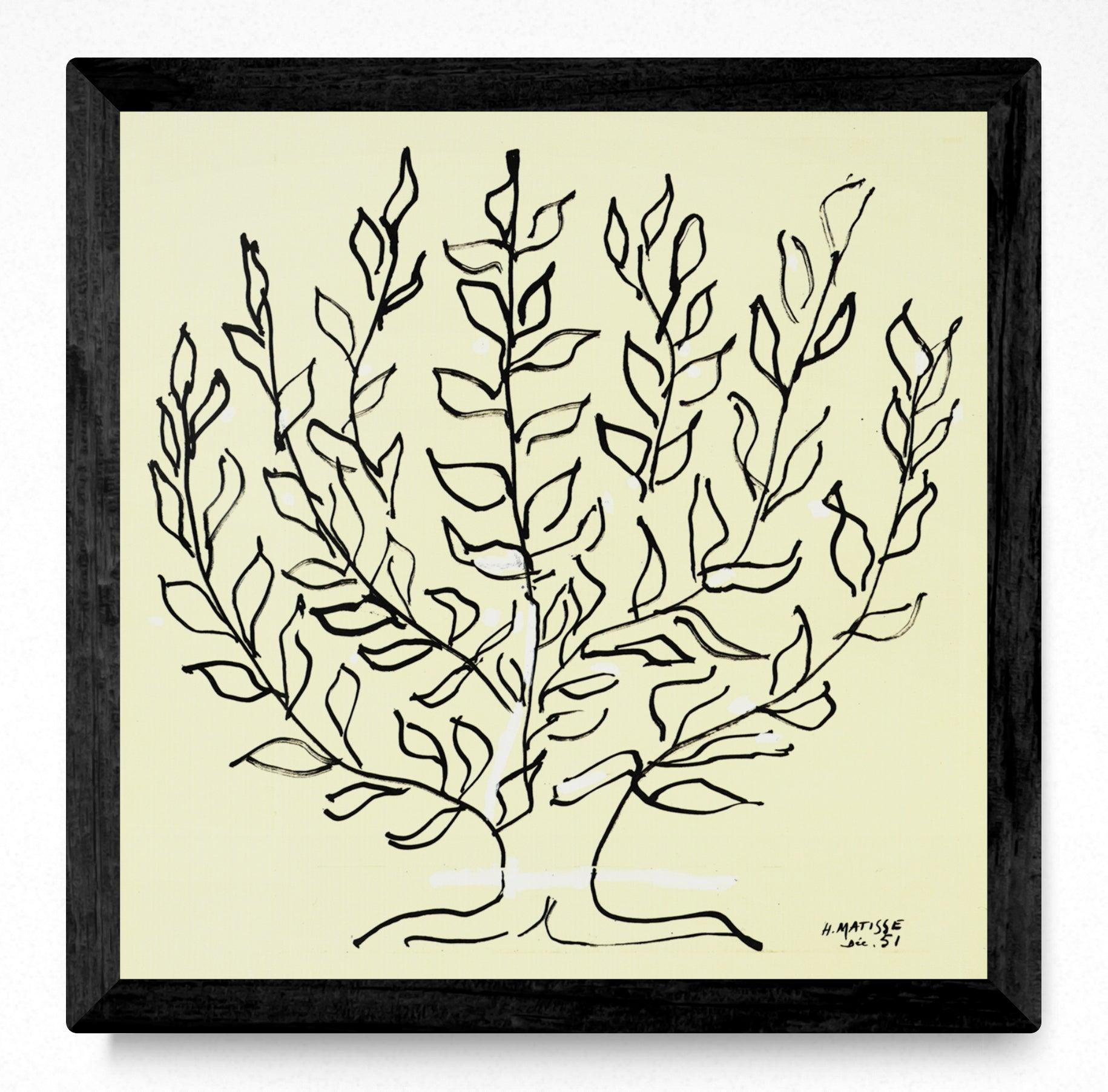  Questa riproduzione di Le Buisson (1951) di Henri Matisse è elegantemente incorniciata in legno nero con un profilo di ½ pollice, che mette in evidenza l'uso caratteristico di forme audaci e colori vivaci di Matisse. Creato durante il suo famoso