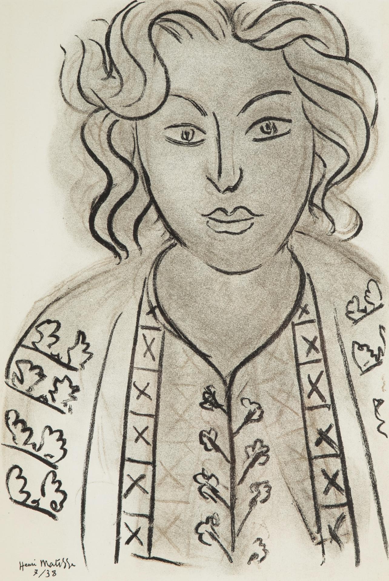 This exquisite lithograph by Henri Matisse (1869–1954), titled La Blouse Roumaine (The Romanian Blouse), from Verve, Revue Artistique et Litteraire, Vol. II, No. 5–6, originates from the 1939 issue published by Editions de la revue Verve, Paris,