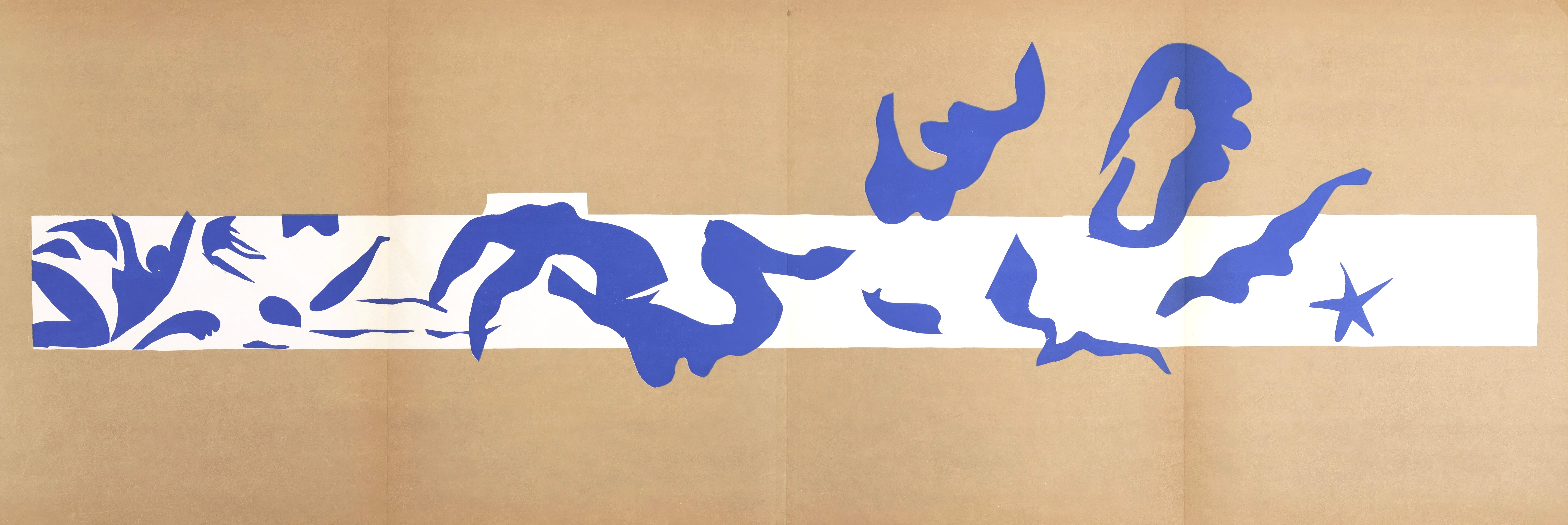 Diese exquisite Lithografie nach Henri Matisse (1869-1954) mit dem Titel La Piscine II (Das Schwimmbad II), aus Dernieres Oeuvres de Matisse 1950-1954 (Letzte Werke von Matisse 1950-1954), Verve: Revue Artistique et Litteraire, Vol. IX, Nr. 35-36,
