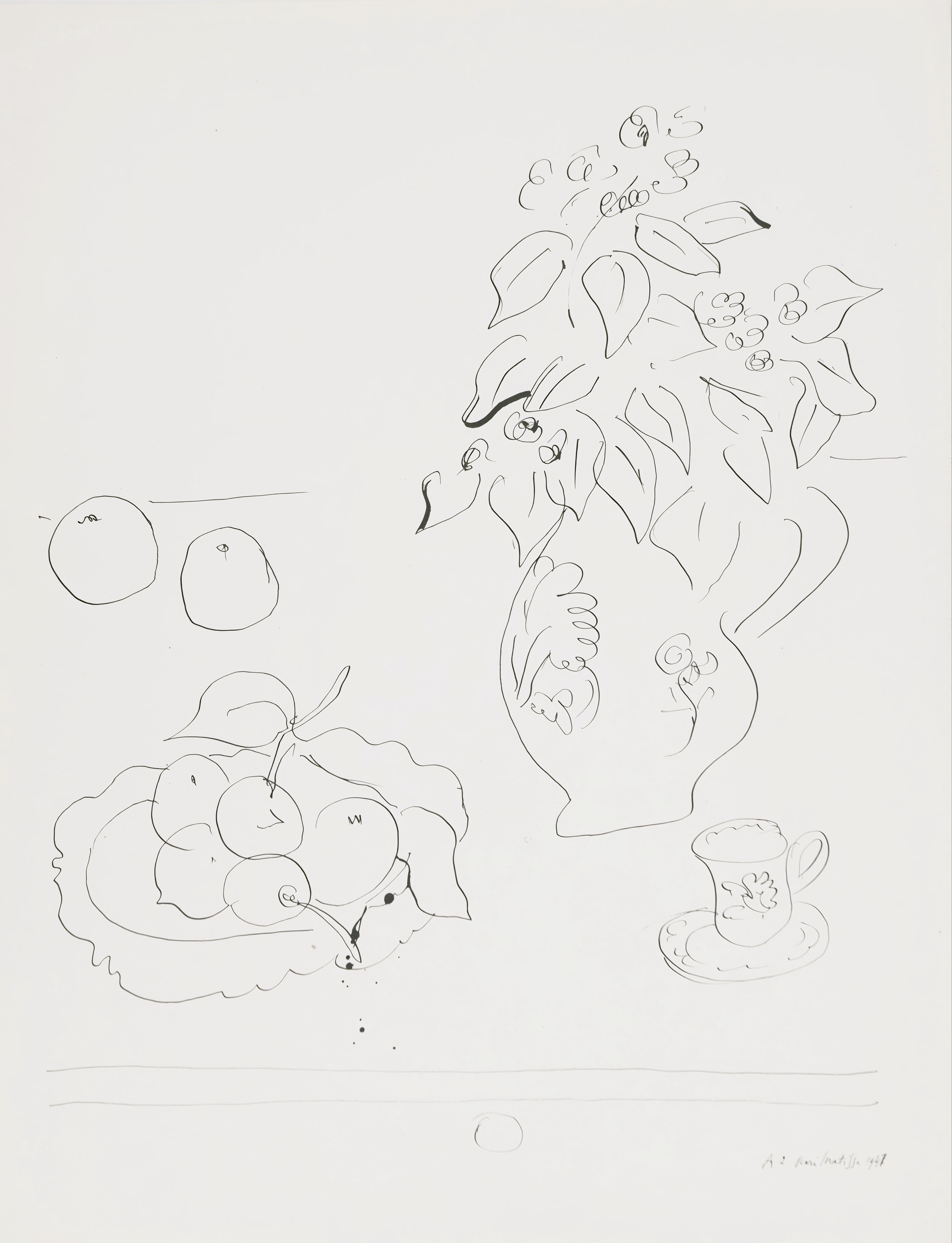 Titre : Thème A 2
Date : 7 février 1943
Technique : collotype sur papier vélin pur fil
Dimensions : 13,15 x 10,04 pouces
Condit : Très bon
Inscription : Signé dans la plaque, non numéroté
Éditeur : Martin Fabiani, éditeur, Paris
Imprimeur : Georges
