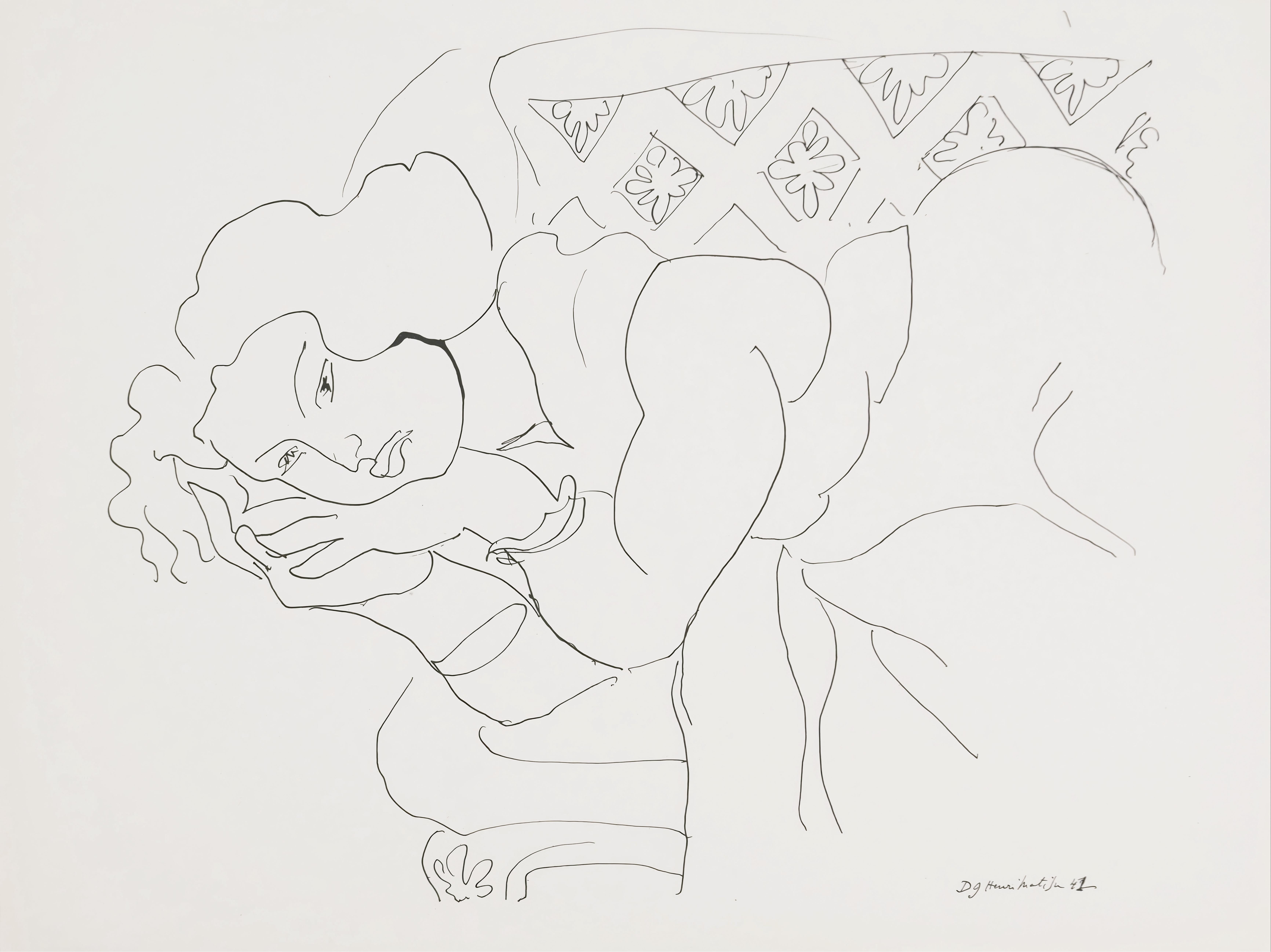 Title: Theme D 9
Year: February 7, 1943
Medium: Collotype on vélin pur fil paper
Size: 10.04 x 13.15 inches
Condition: Very good
Inscription: Signed in the plate, unnumbered
Publisher: Martin Fabiani, éditeur, Paris
Printer: Georges Duval,