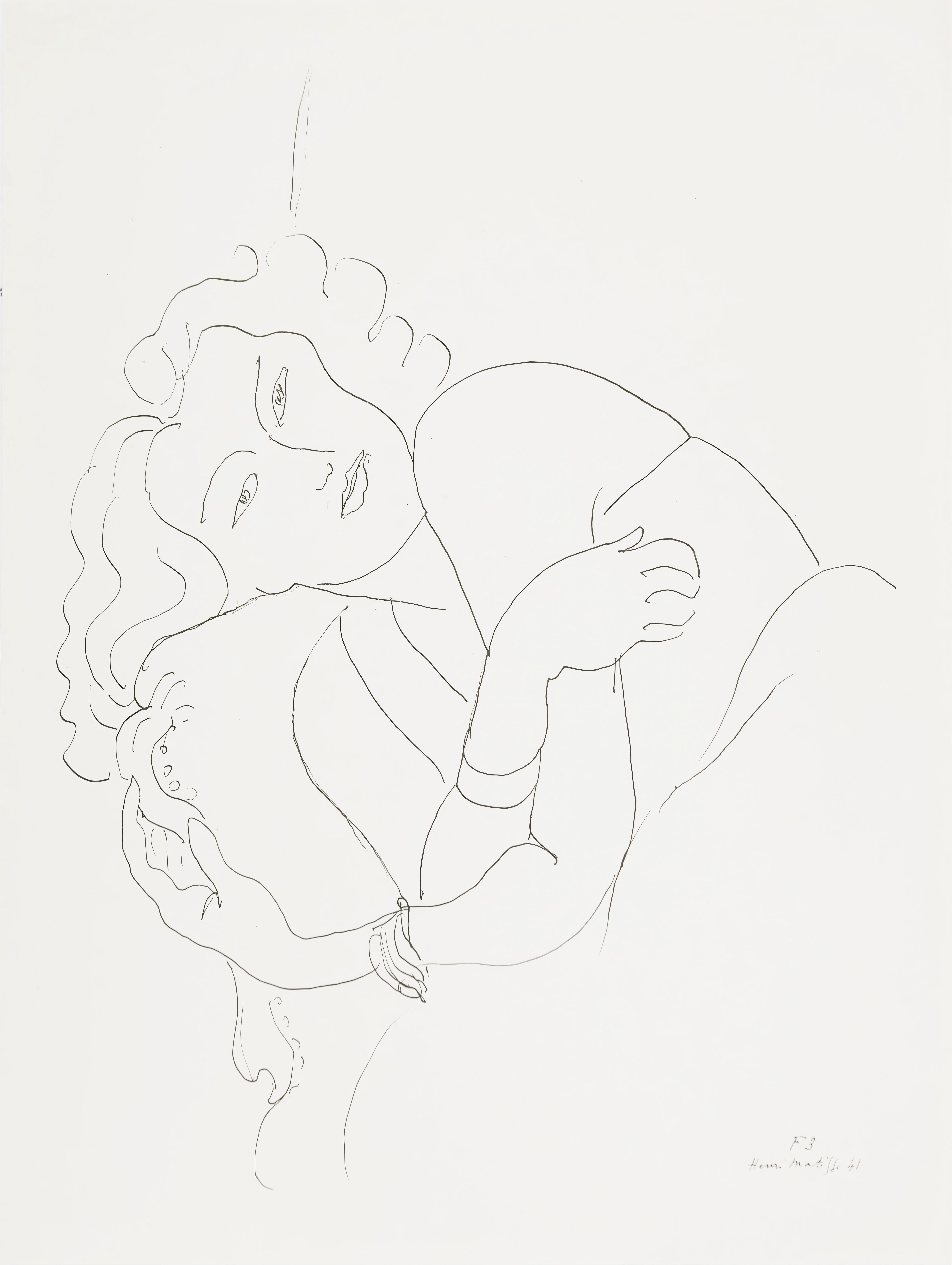 Titre : Thème F 3
Date : 7 février 1943
Technique : collotype sur papier vélin pur fil
Dimensions : 13,15 x 10,04 pouces
Condit : Très bon
Inscription : Signé dans la plaque, non numéroté
Éditeur : Martin Fabiani, éditeur, Paris
Imprimeur : Georges