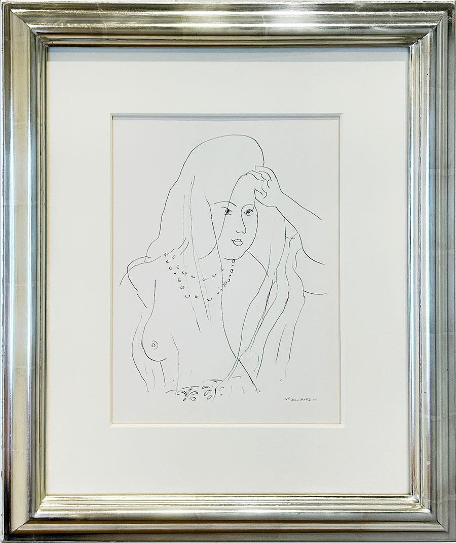 Artist:  Matisse, Henri
Title:  Themes et Variations
Series:  Dessins: Themes et Variations
Date:  1942
Medium:  Lithograph
Unframed Dimensions:  12.25" x 9"
Framed Dimensions:  21" x 18"
Signature:  Plate signed
Edition:  Edition of 950
Literature: