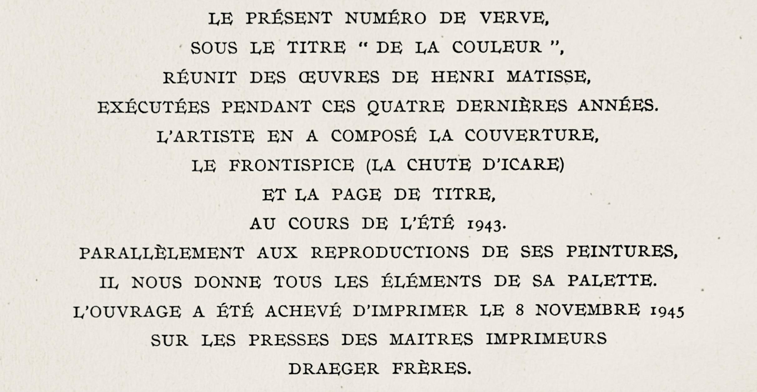 Icarus (Duthuit 104), Verve: Revue Artistique et Littéraire For Sale 2