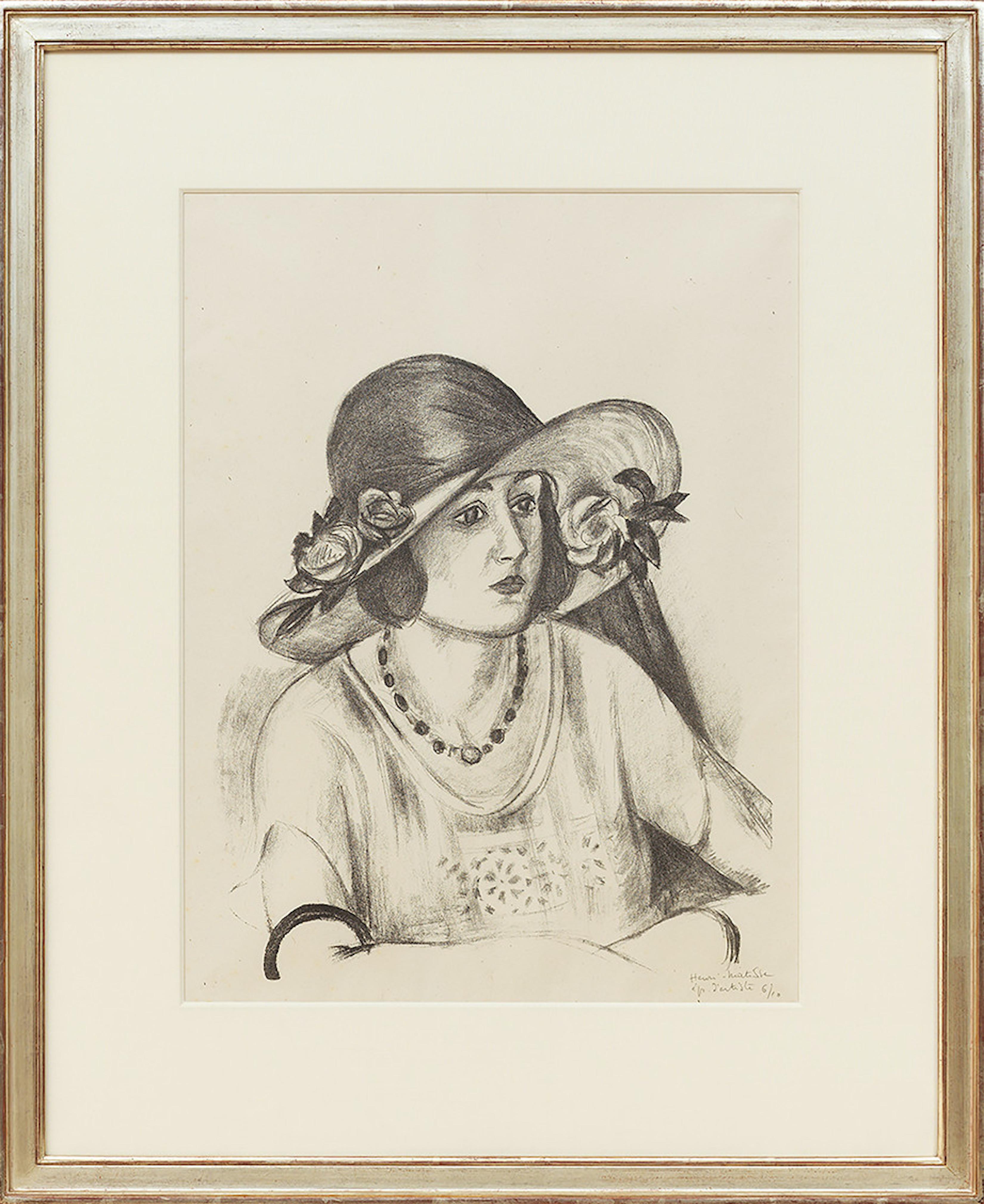 Portrait Print Henri Matisse - La capeline de paille d'Italie
