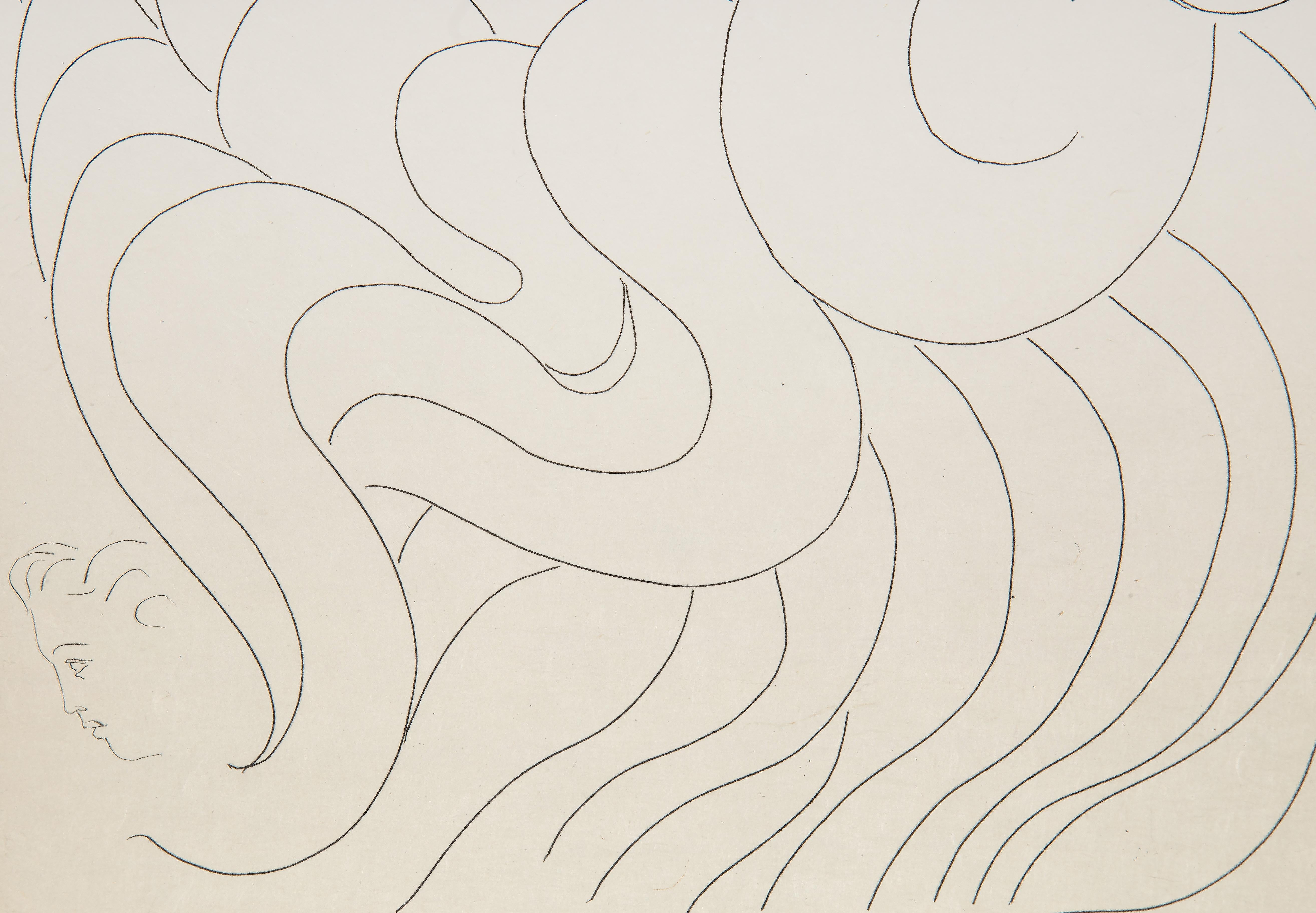 La Chevelure Plate 129 from Poesies, Modern Etching by Henri Matisse 1