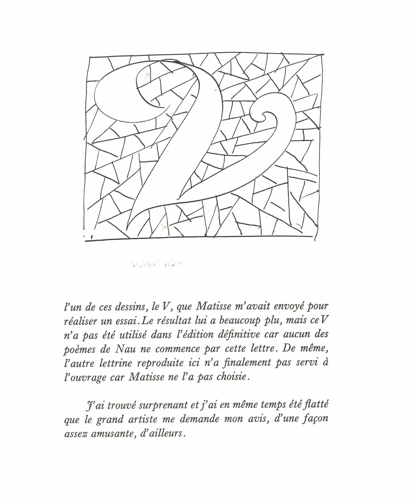 Le "V" - Original Lithgraph after Henri Matisse - 1982