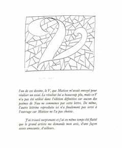 Le "V" - Original Lithgraph after Henri Matisse - 1982