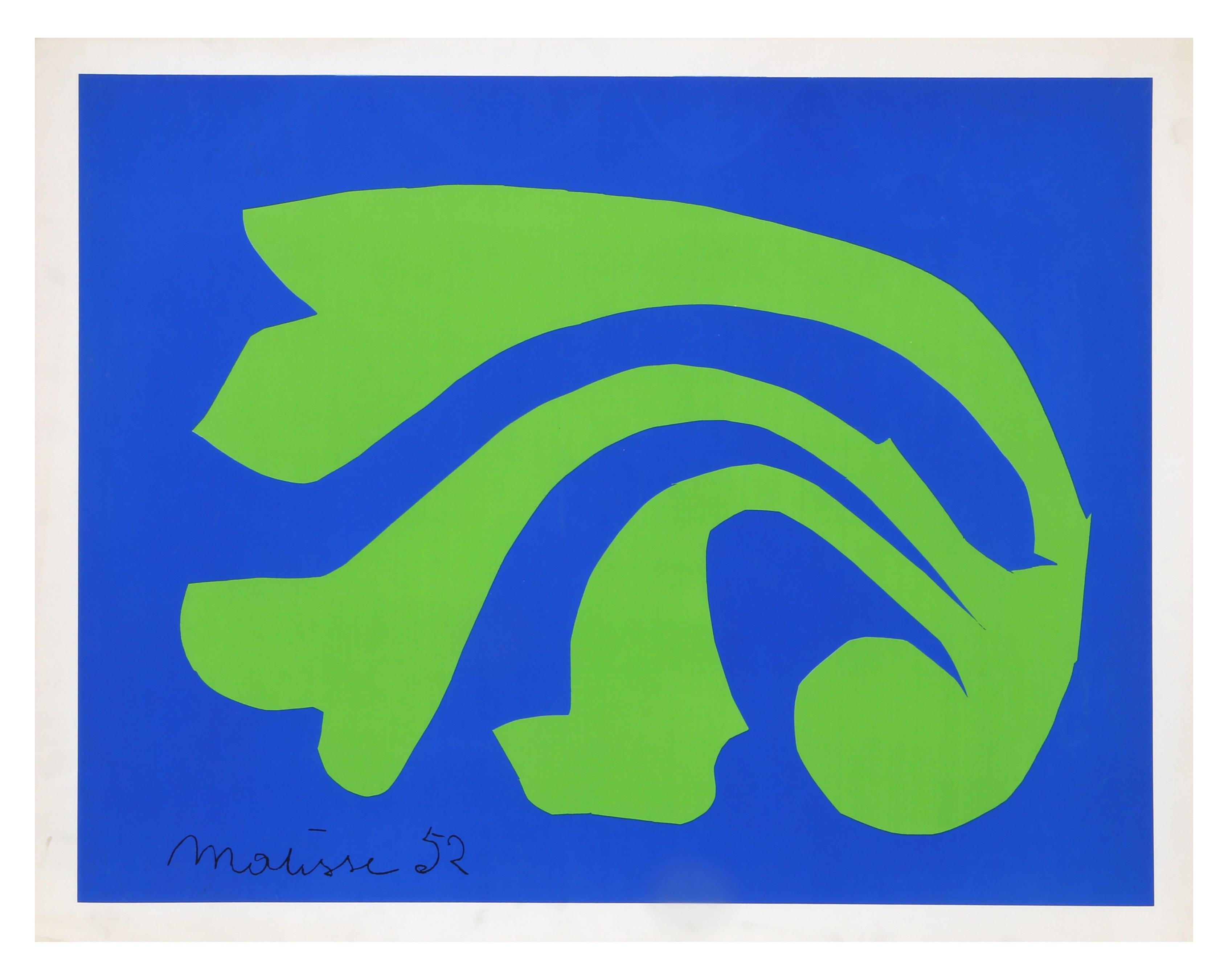 Une sérigraphie d'après un collage "découpé" d'Henri Matisse de 1952 intitulé "L'Escargot". La signature et la date figurent dans l'impression. Imprimé dans les années 1970. Joliment encadré en blanc. 