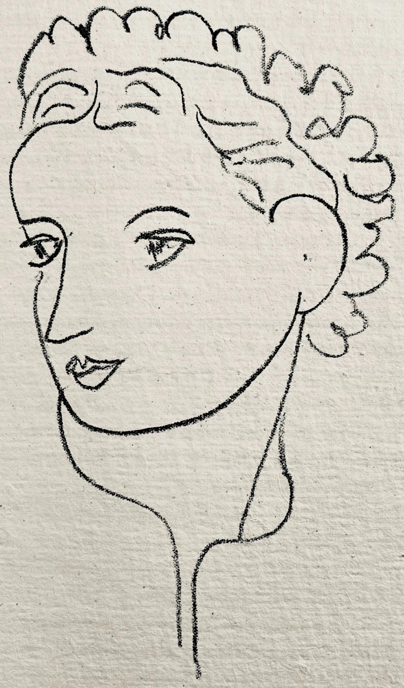 Lithographie auf Velin in der Form von Arches-Papier. Unsigniert und nicht nummeriert, wie ausgegeben. Guter Zustand. Anmerkungen: Aus dem Band, Repli, Gravures de Henri Matisse, 1947. Herausgeber: Éditions du Bélier, Paris; Druck: Mourlot Frères,