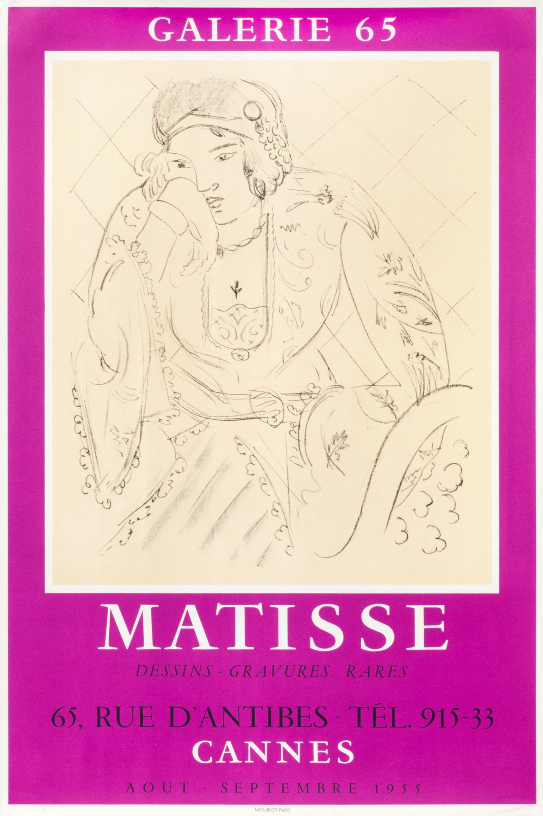 Matisse Drawings and Engravings, Galerie 65 - French Exhibition Poster 1950s - Print by Henri Matisse