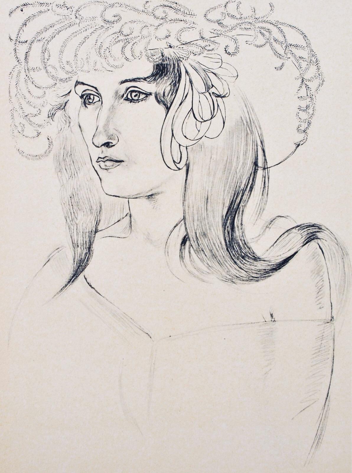 Héliogravure on vélin paper, mounted on vélin paper backing sheet, as issued. Paper Size: 12 x 9.25 inches; image size: 9.05 x 6.69 inches. Inscription: Unsigned and unnumbered, as issued. Notes: From the album, Portraits par Henri Matisse, 1954.