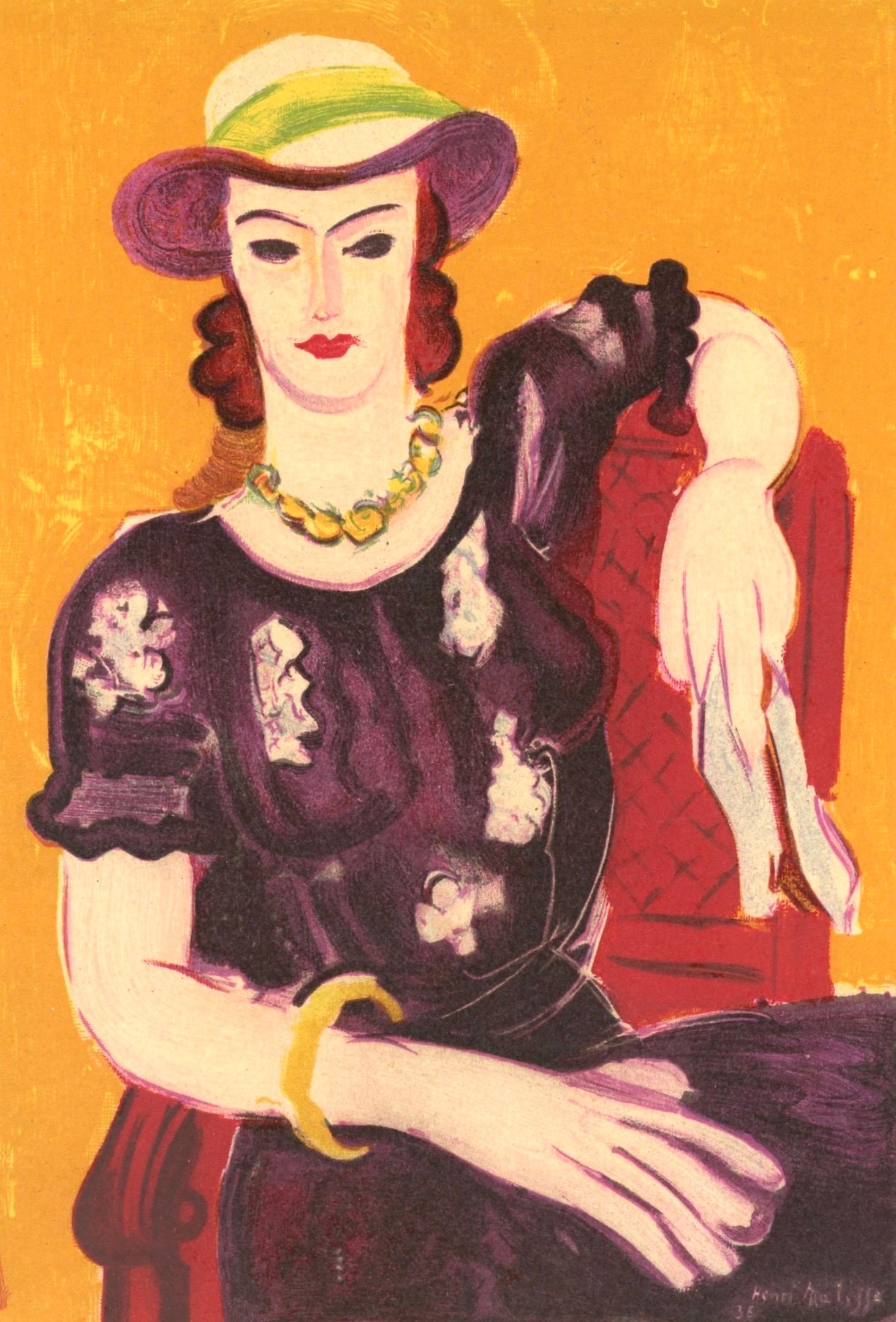 Lithograph on vélin paper, mounted on vélin paper backing sheet, as issued. Paper Size: 12 x 9.25 inches; image size: 9.45 x 6.3 inches. Inscription: Signed in the plate and unnumbered, as issued. Notes: From the album, Portraits par Henri Matisse,