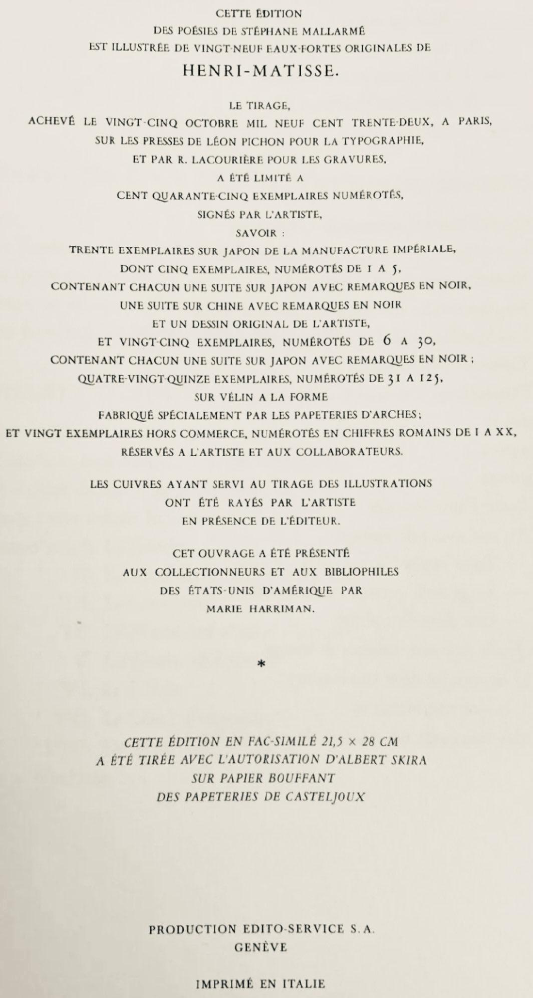 Matisse, La coiffure d'Hérodiade (Herodotus' Coiffure), Poésies (after) For Sale 3