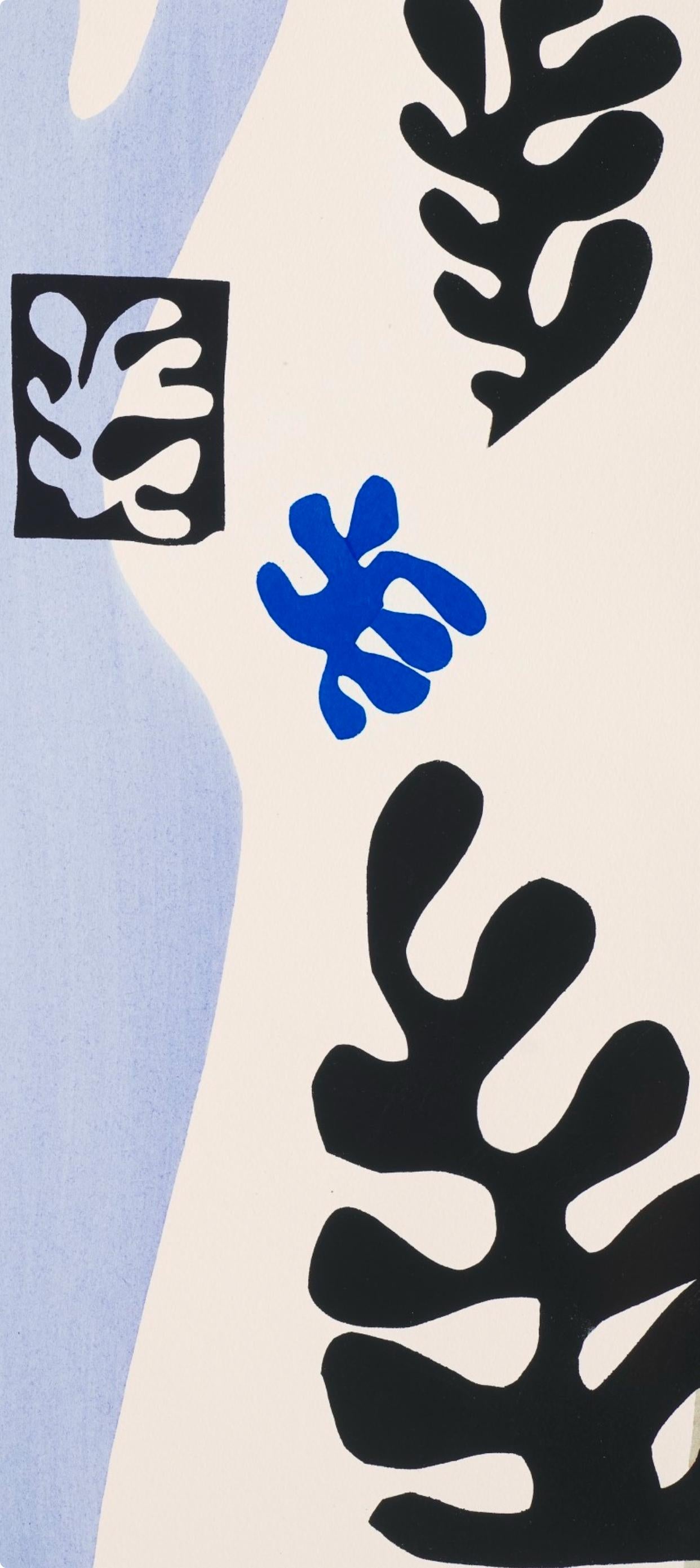 Support : Lithographie sur papier vélin
Année : 1983
Format du papier : 15 x 22,5 pouces, avec pli central, tel qu'il a été publié.
Inscription : Non signé et non numéroté, tel que publié
Notes : Extrait du folio, Henri Matisse, Jazz, édition