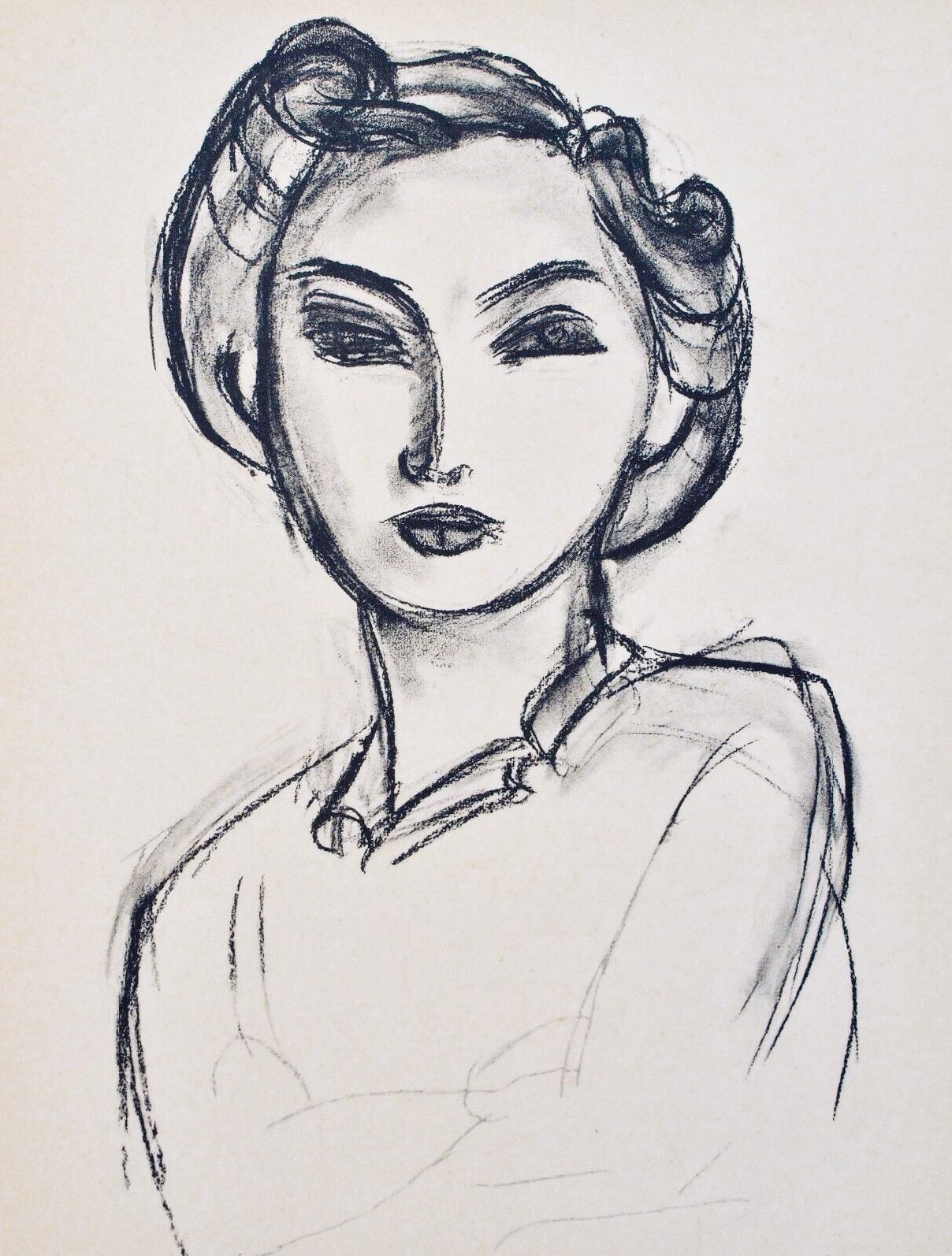 Héliogravure on vélin paper, mounted on vélin paper backing sheet, as issued. Paper Size: 12 x 9.25 inches; image size: 9.05 x 7.08 inches. Inscription: Unsigned and unnumbered, as issued. Notes: From the album, Portraits par Henri Matisse, 1954.