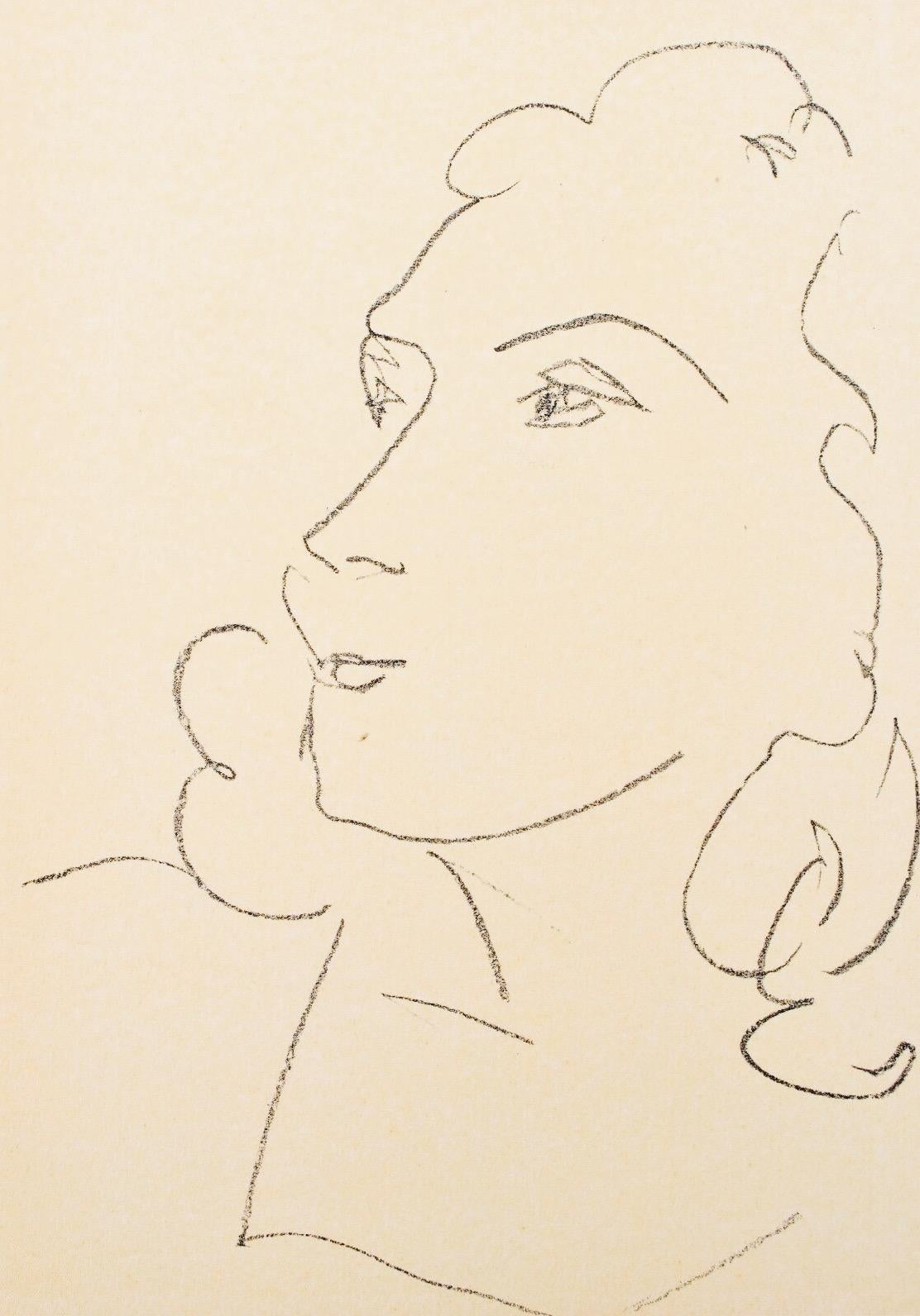 Héliogravure on vélin paper, mounted on vélin paper backing sheet, as issued. Paper Size: 12 x 9.25 inches; image size: 9.05 x 6.3 inches. Inscription: Unsigned and unnumbered, as issued. Notes: From the album, Portraits par Henri Matisse, 1954.