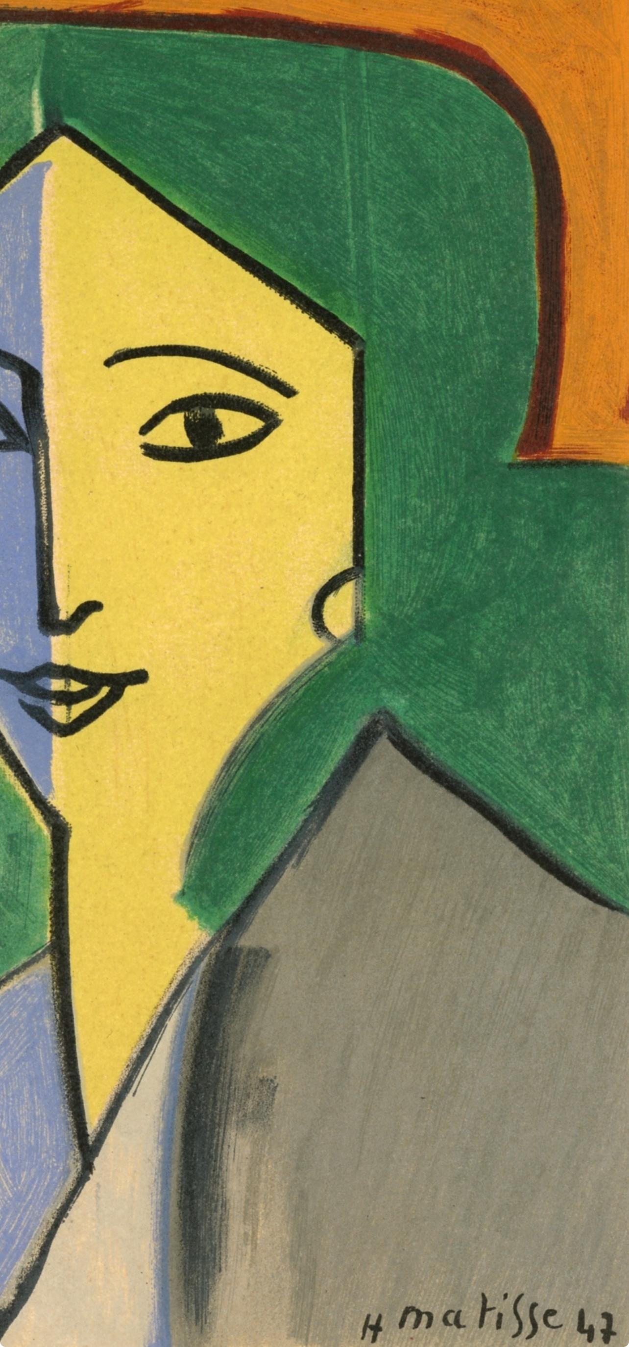Matisse, Madame L.D. Portrait vert, bleu, Portraits par Henri Matisse (after) For Sale 3