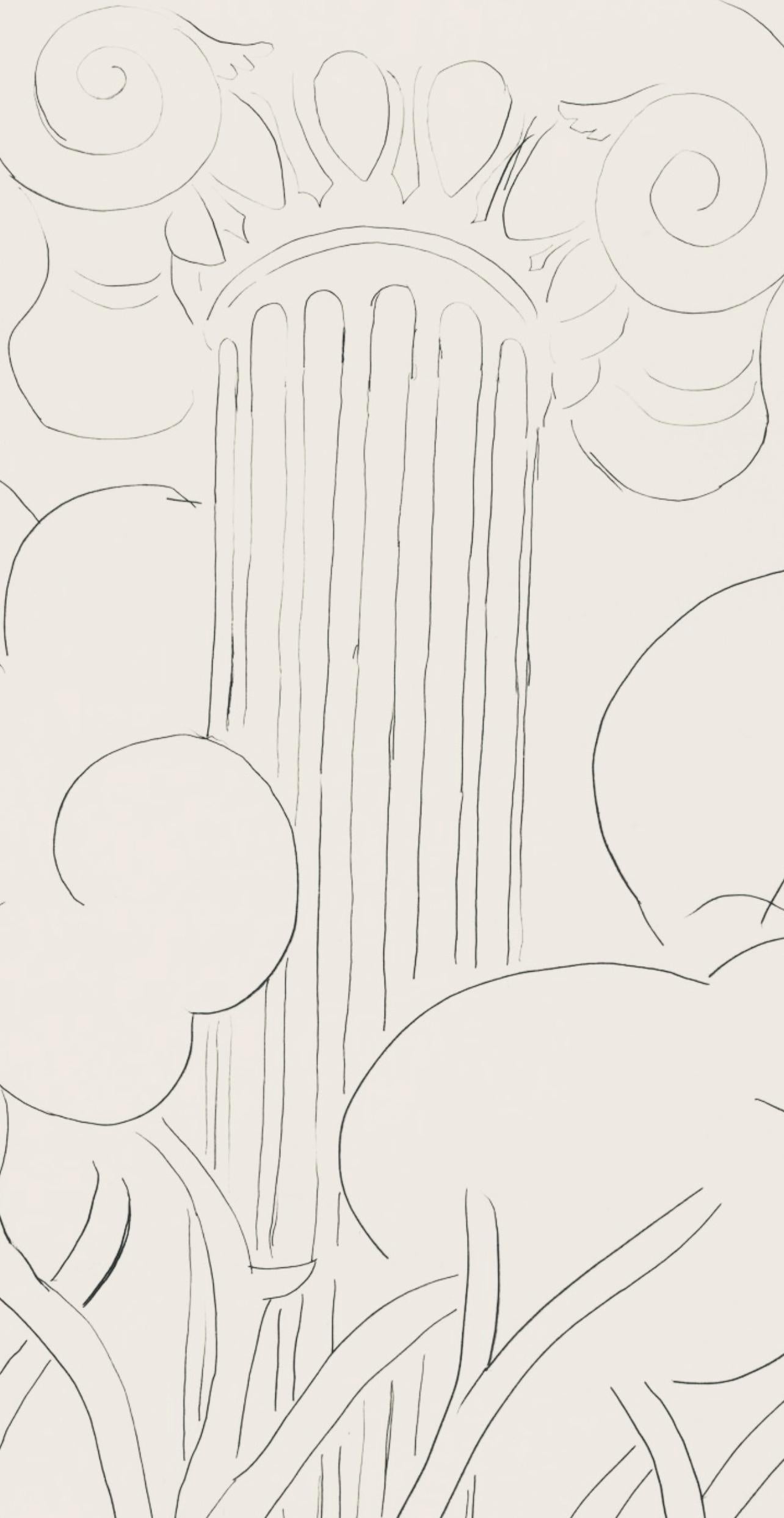 Medium: Lithograph on papier bouffant des Papeteries de Casteljoux paper
Year: 1970
Paper Size: 11.24 x 8.46 inches
Inscription: Unsigned and unnumbered, as issued
Notes: From the folio, Poésies de Stéphane Mallarmé, Eaux-fortes originales de Henri