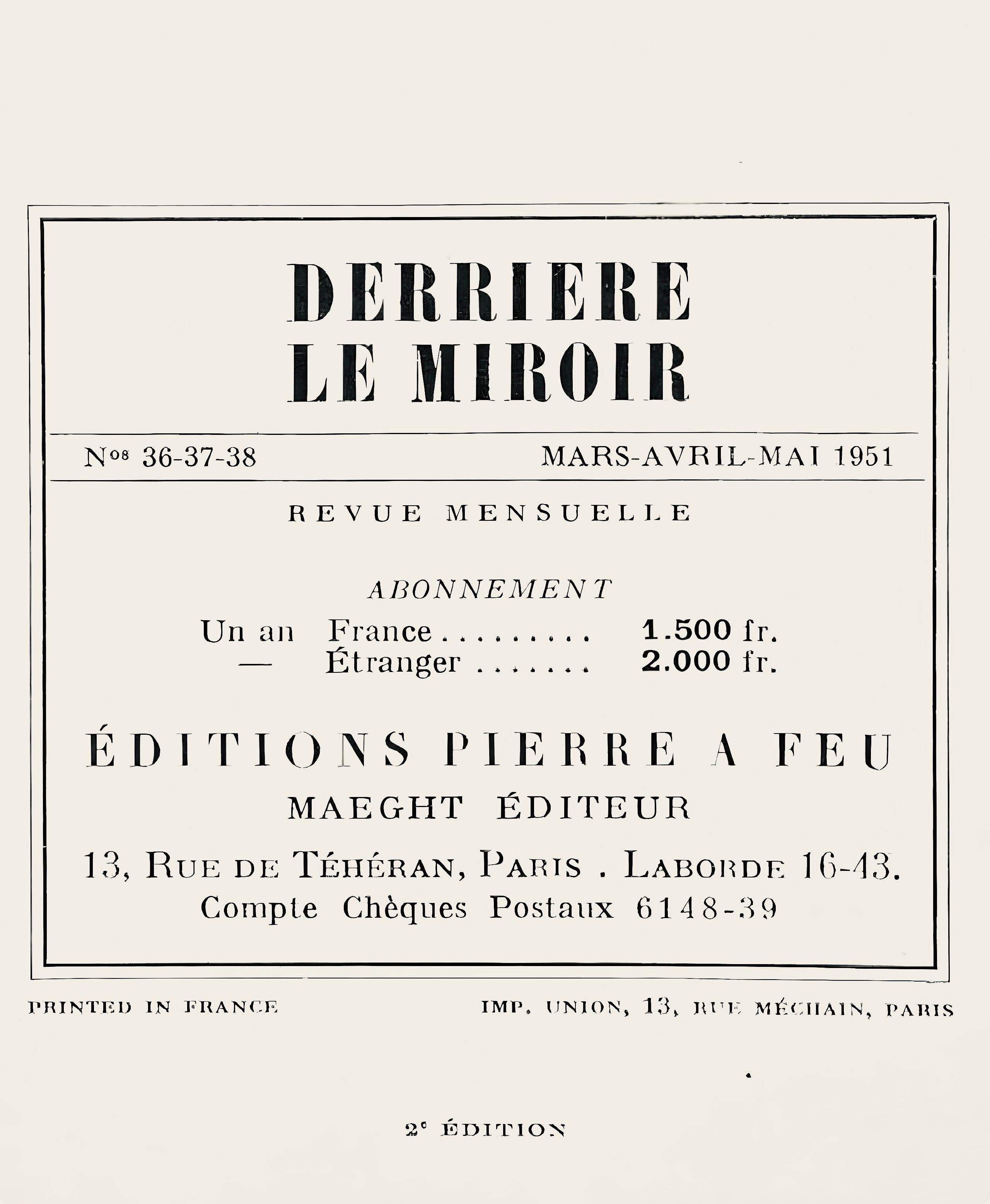 Matisse, Mille et une Nuit, Derrière le miroir (dopo) in vendita 1