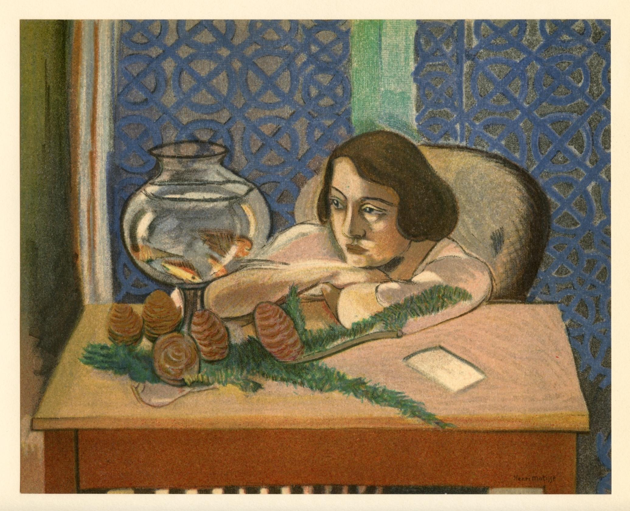 Matisse, Mlle H.D. Femme devant un aquarium, Portraits par Henri Matisse (after) For Sale 4