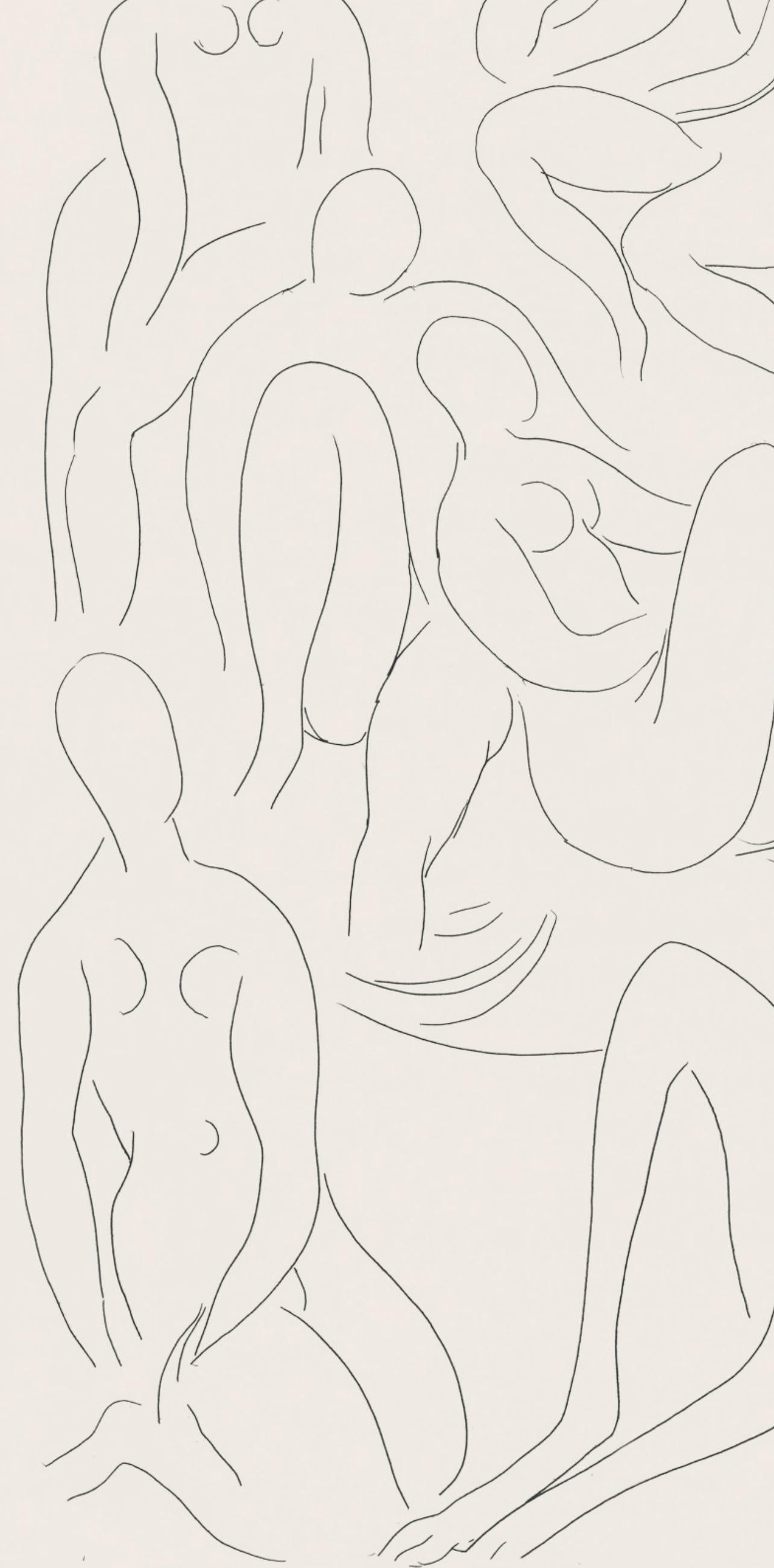 Matisse, Nymphes et faune, Poésies (after) - White Landscape Print by Henri Matisse