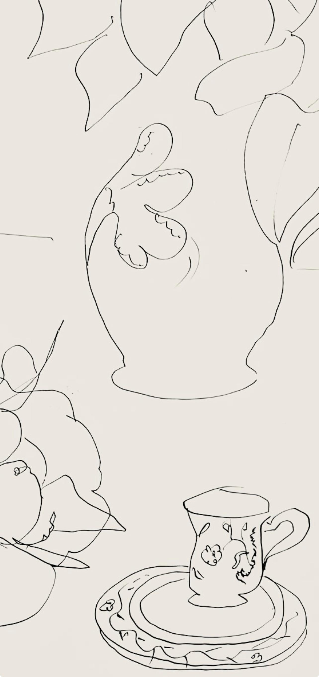 Matisse, Série A, var. 4 (Duthuit 9), Dessins, Thèmes et variations (after) - Beige Still-Life Print by Henri Matisse