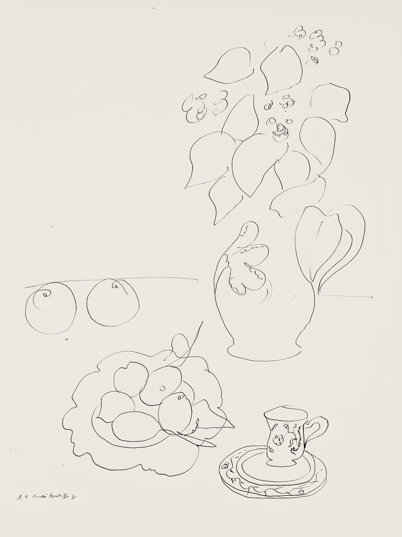 Henri Matisse Still-Life Print - Matisse, Série A, var. 4 (Duthuit 9), Dessins, Thèmes et variations (after)
